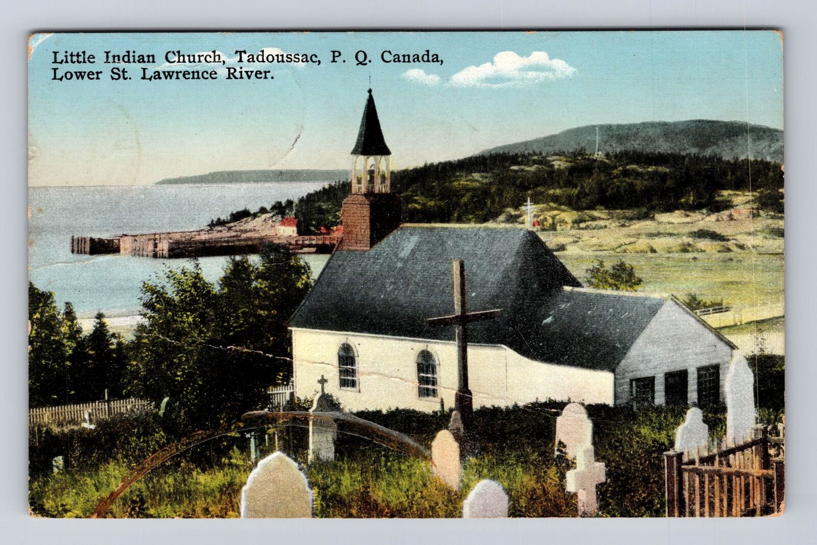 Tadoussac Quebec-Canada, Little Indian Church, Religion, Vintage Postcard
