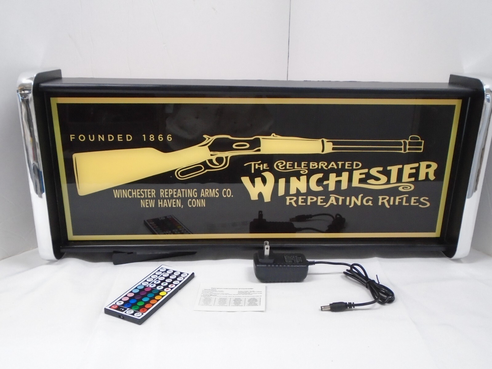 Winchester Black Old Logo LED Display lighted sign lightbox Wall hanging Light