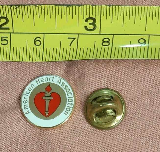 Vintage  AHA American Heart Association Logo Gold Tone Enamel Lapel Pin