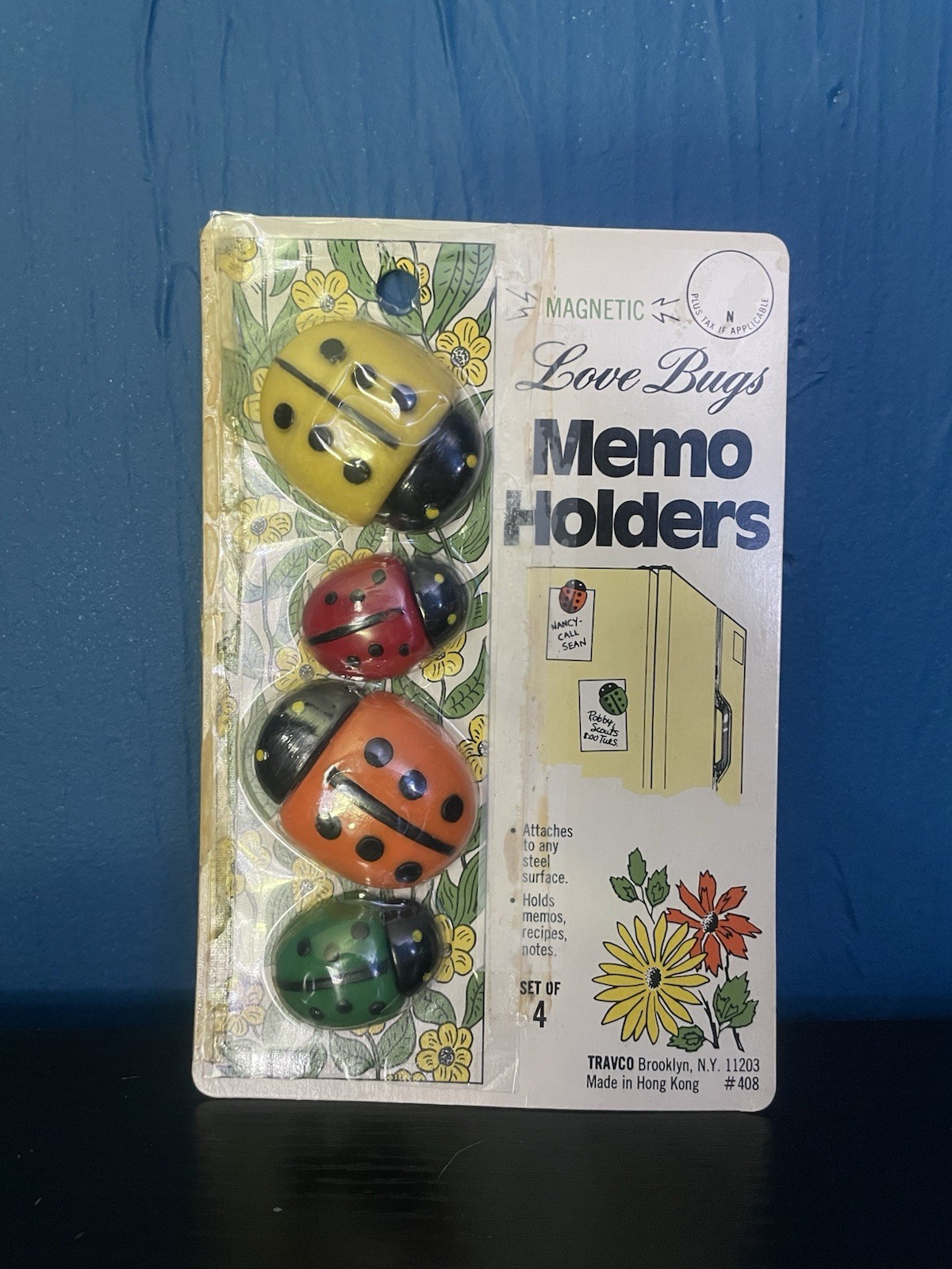 1980s Magnetic Love Bugs Memo Holders - Fridge Magnets - New 1980s Magnetic Love Bugs Memo Holders - Fridge Magnets - New