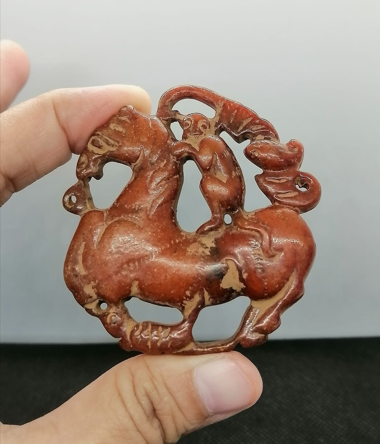 Old Wonderful Carved Jade Stone Rare Unique Pendant