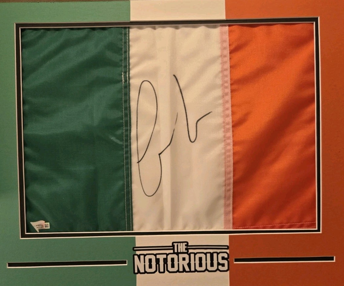 CONOR MCGREGOR UFC Signed 12x18 Ireland Irish Flag AUTO Fanatics Custom Framed 