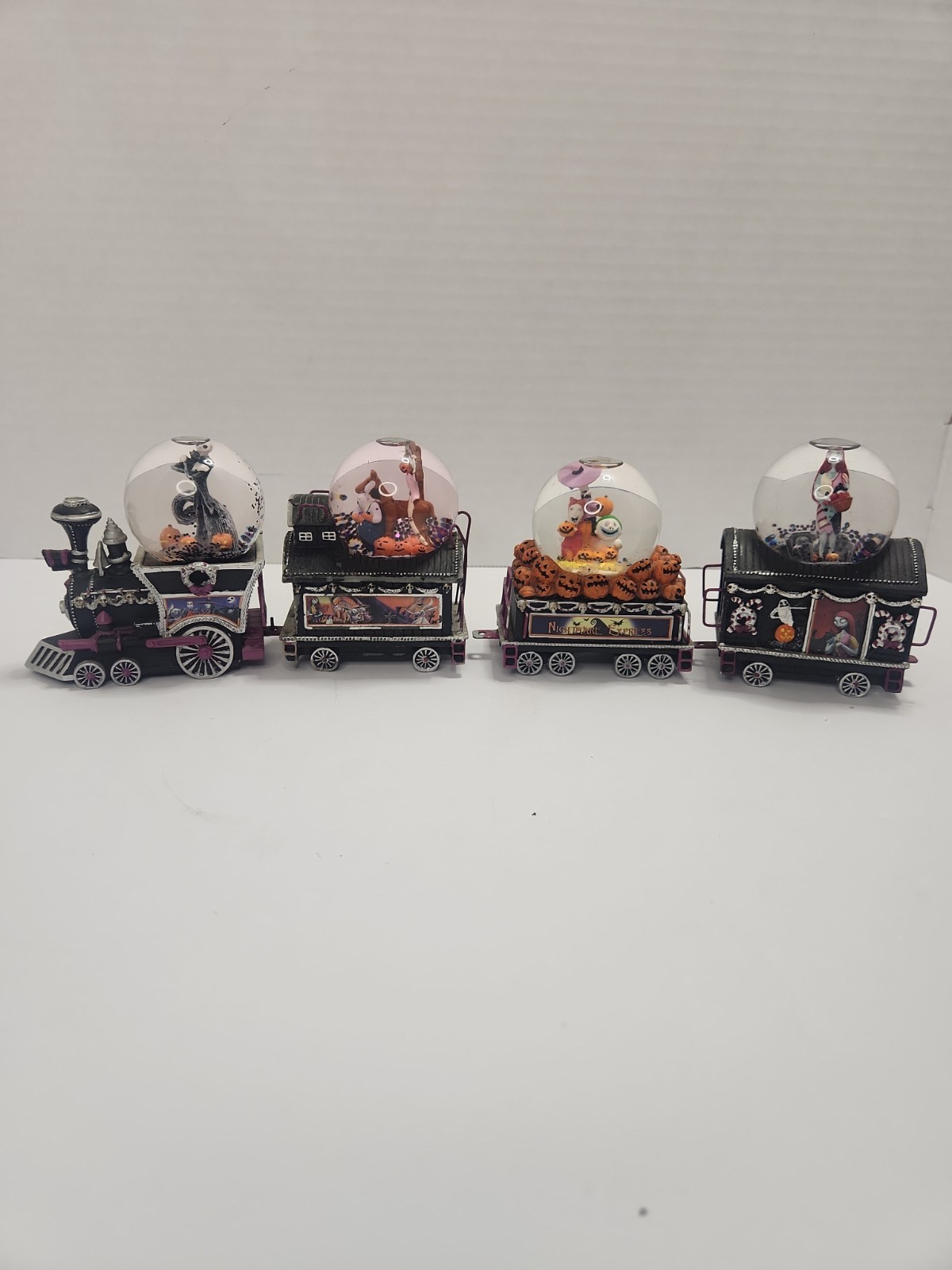 Nightmare Before Christmas Bradford Exchange Glitter Globe Train Lot of 4 *FAIR*