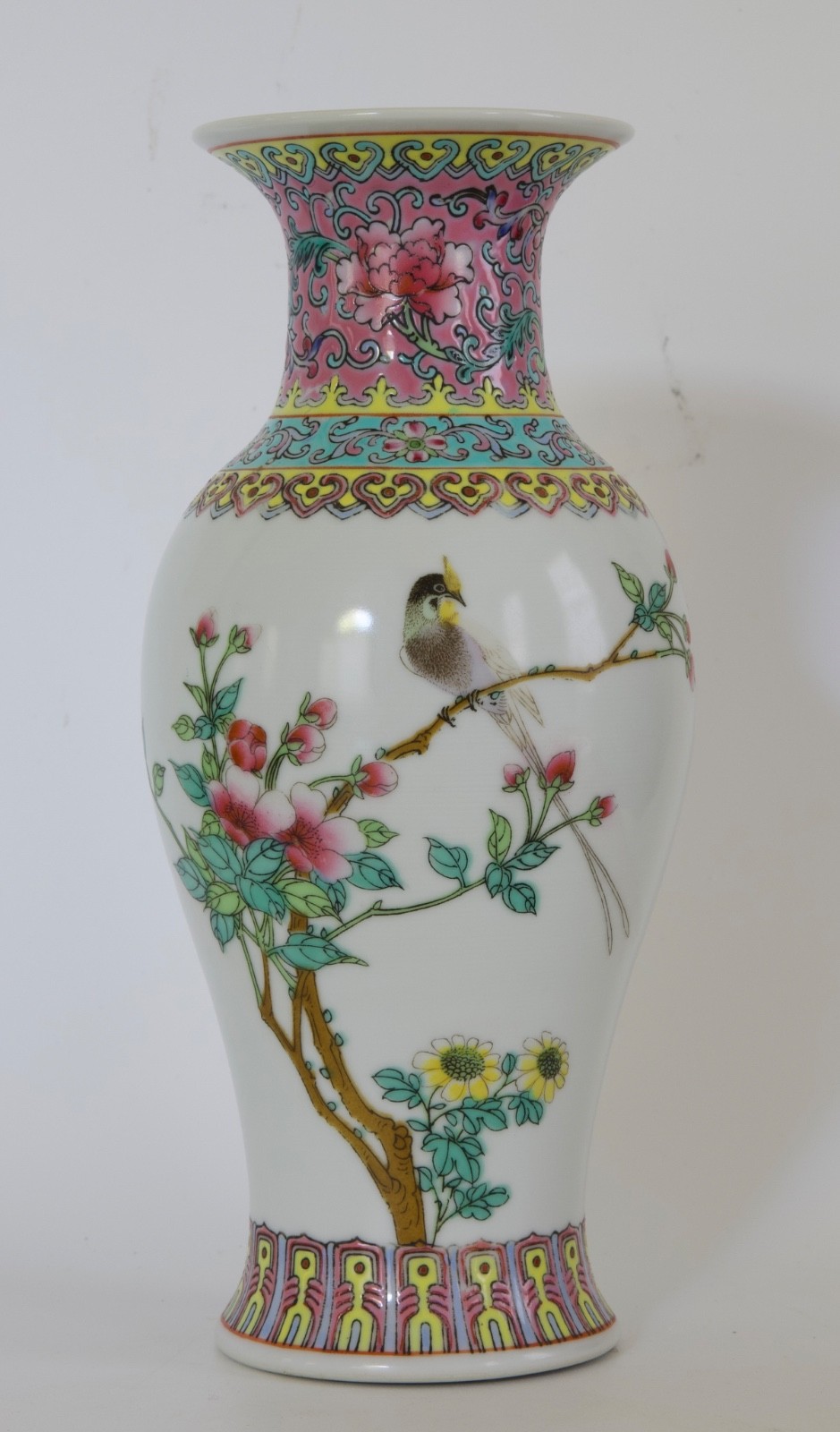 1940's Beautiful Chinese Porcelain Vase with Bird and Flowers