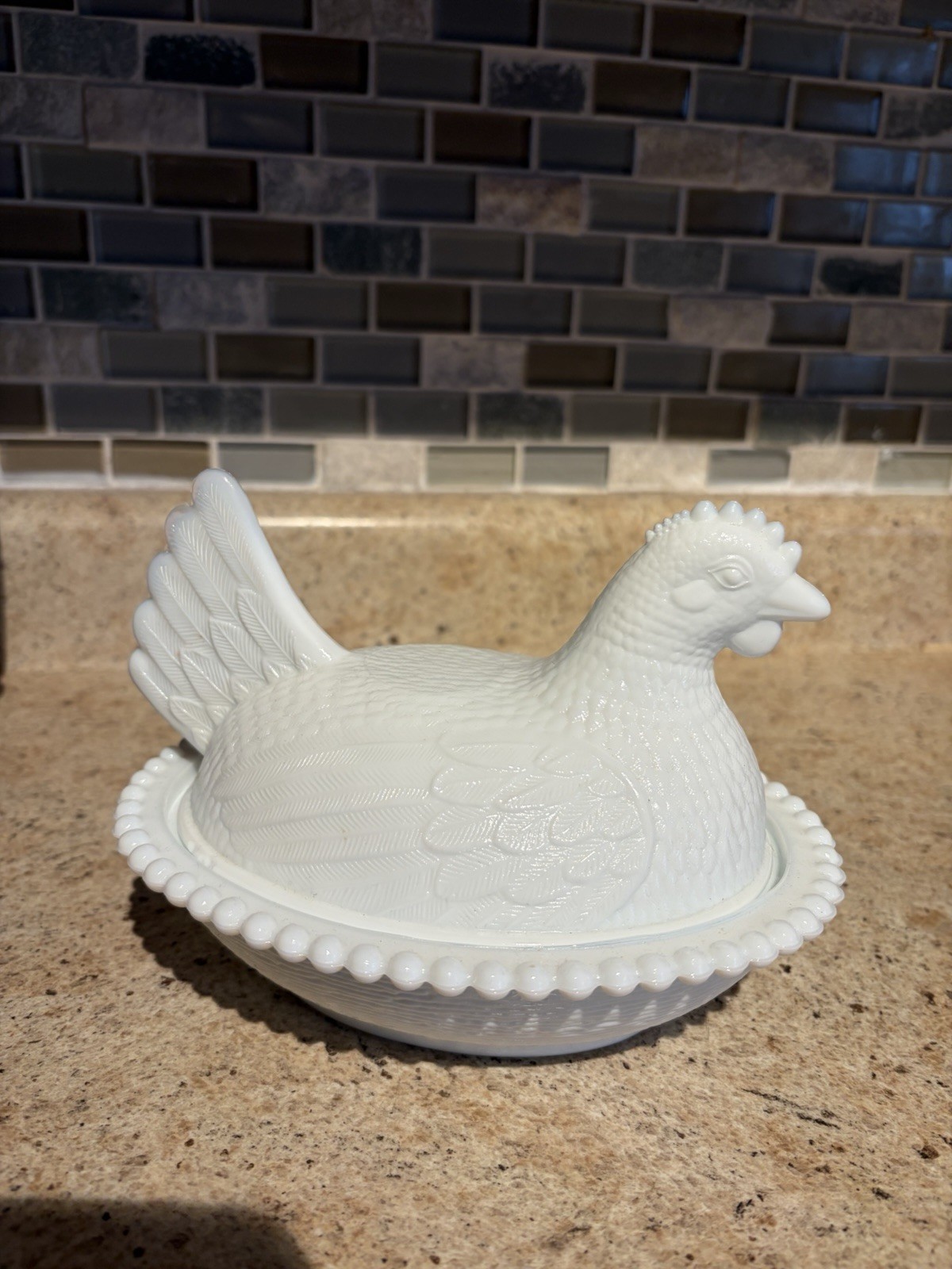 Indiana Hen On Nest Milk Glass 