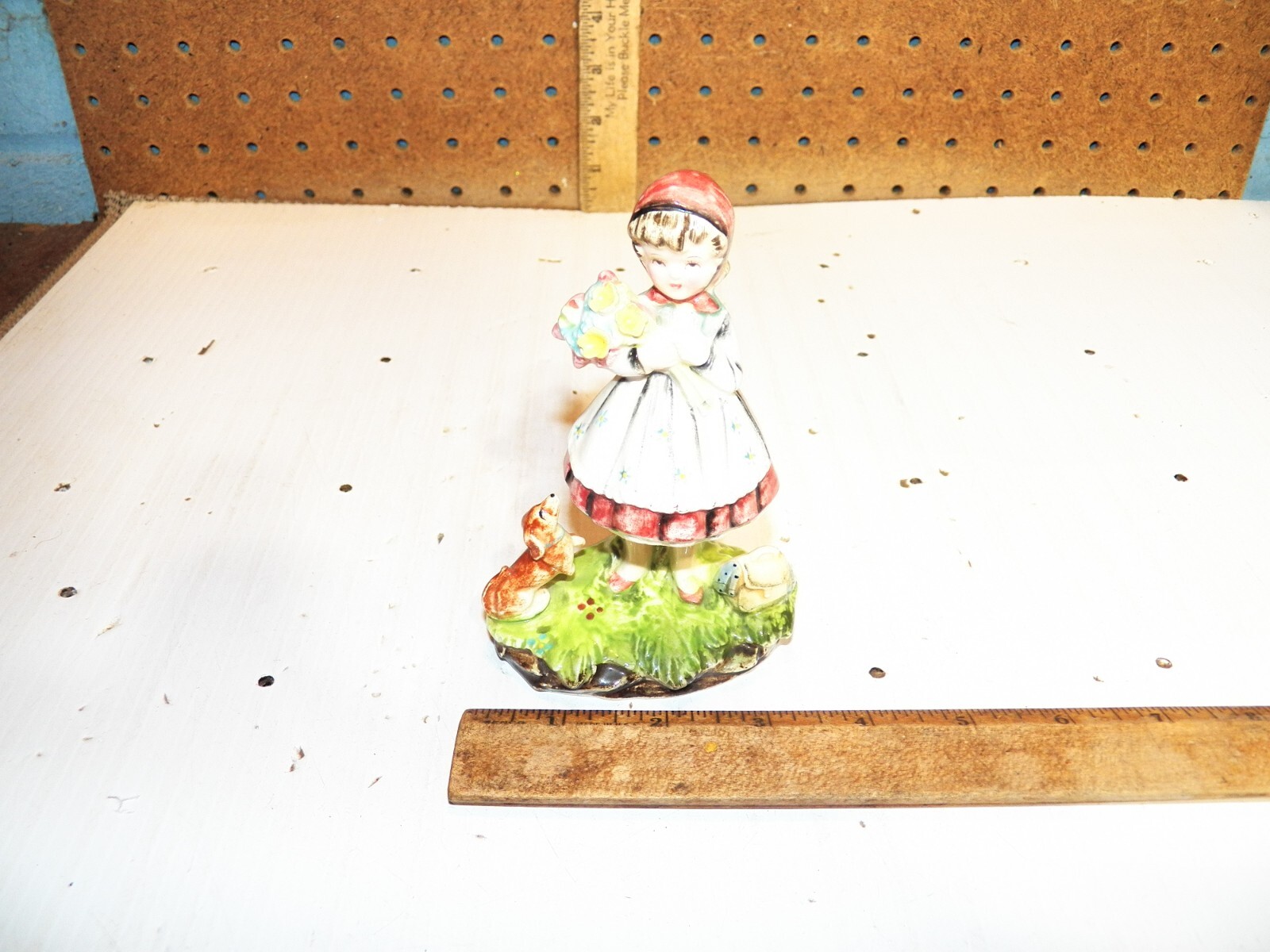 Vintage ARNART Girl w/ Puppy Ceramic Figurine - Made in Japan