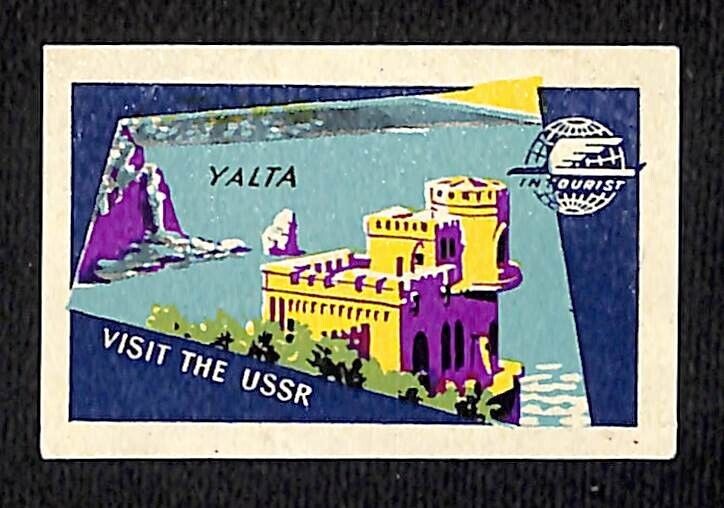 Vintage Matchbox Label Intourist Visit the USSR - Yalta c1955-65