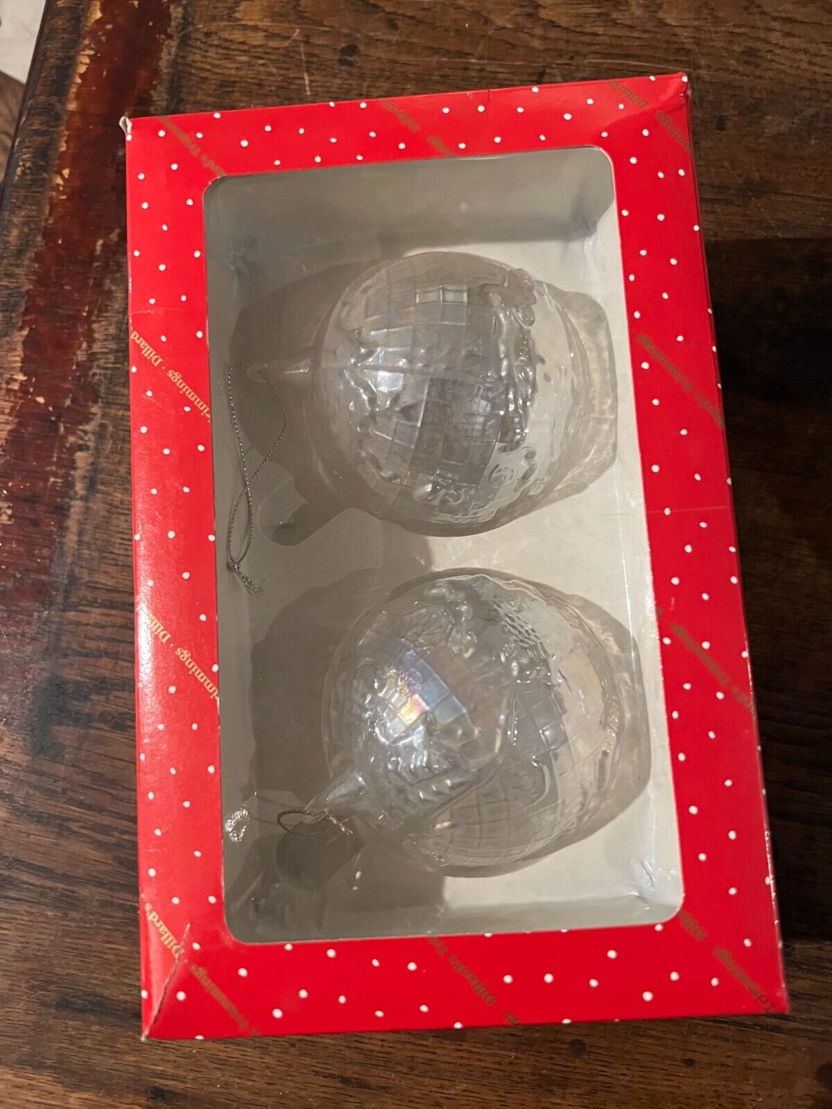 Dillards Christmas Trimmings Ornament Vintage Red Box Globes Balls