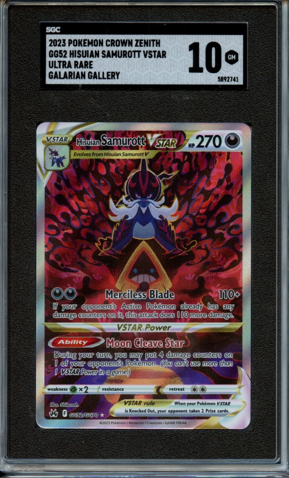 2023 Pokemon Hisuian Samurott V Star Ultra Rare SGC 10