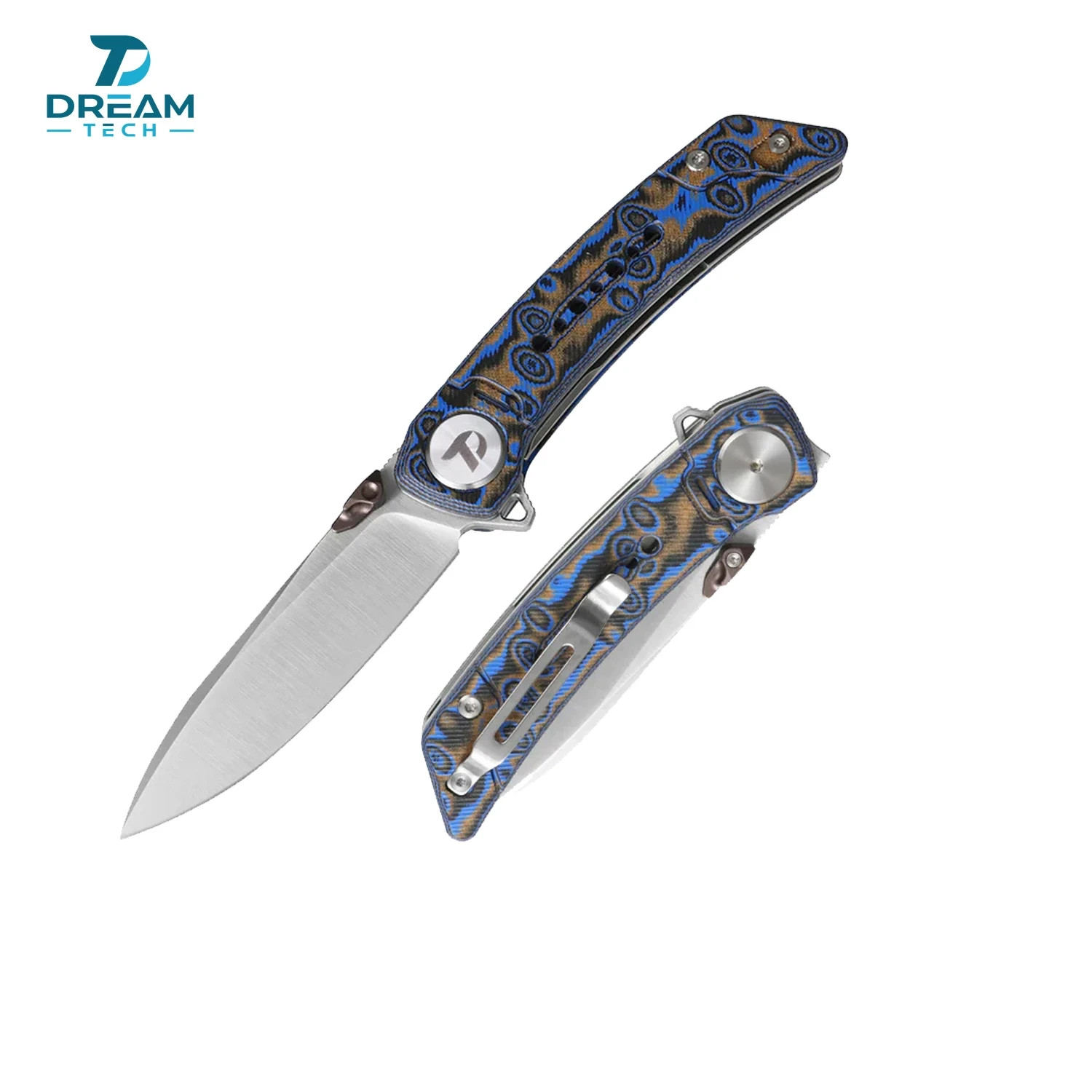 DreamTech D3610MBL – 3.07″ 14C28N Folding Knife, Micarta Handle, Liner Lock