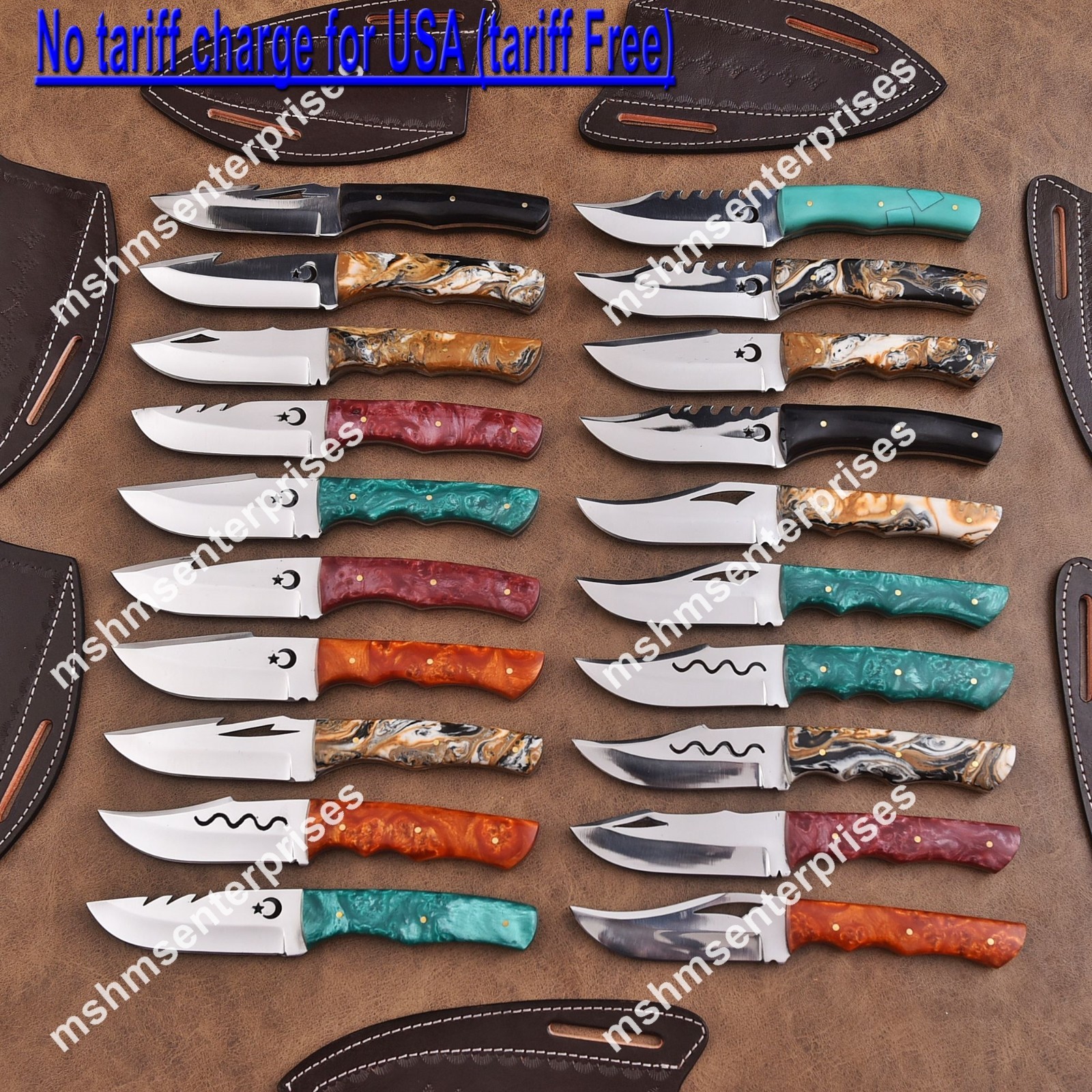 LOT OF 20 8'' HANDMADE D2 STEEL HUNTING SKINER KNIFE (USA tariff Free)