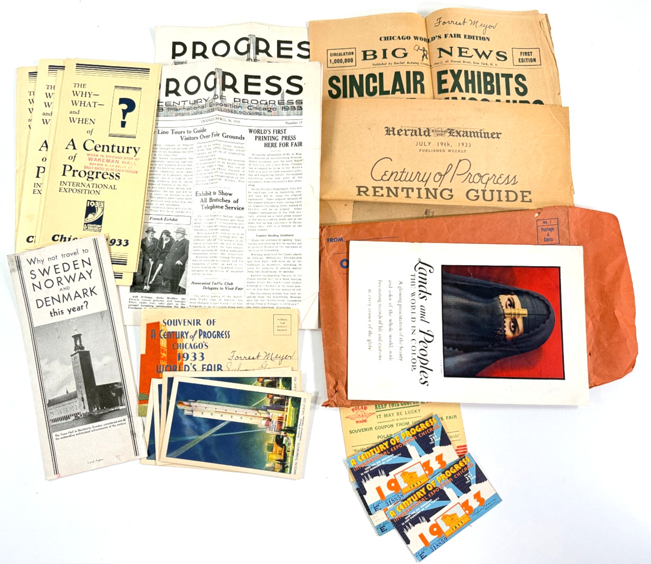 vtg 1933 Lot Chicago World's Fair paper tickets newspapert pamphlets photos vtg 1933 Lot Chicago World's Fair paper tickets newspapert pamphlets photos