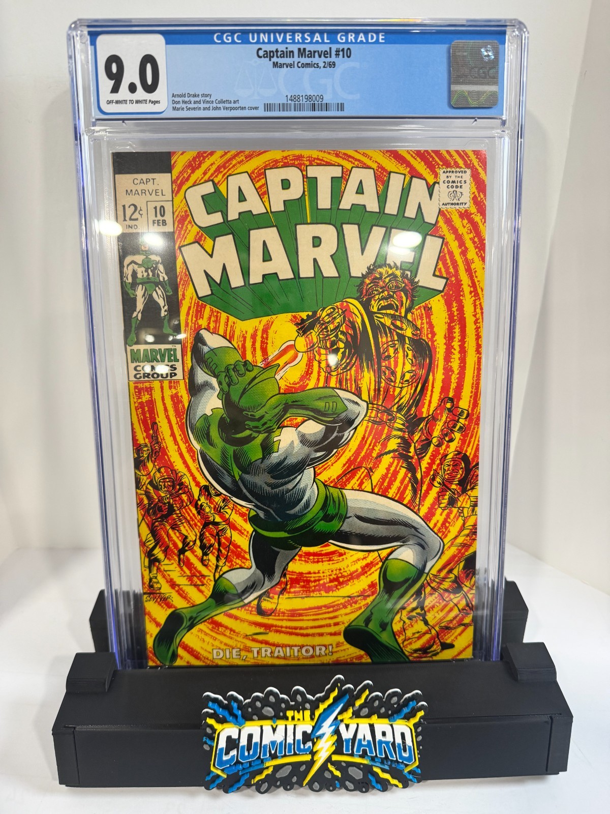 Captain Marvel #10 CGC 9.0 OW/W Marie Severin Cover Marvel 1969 Silver Age