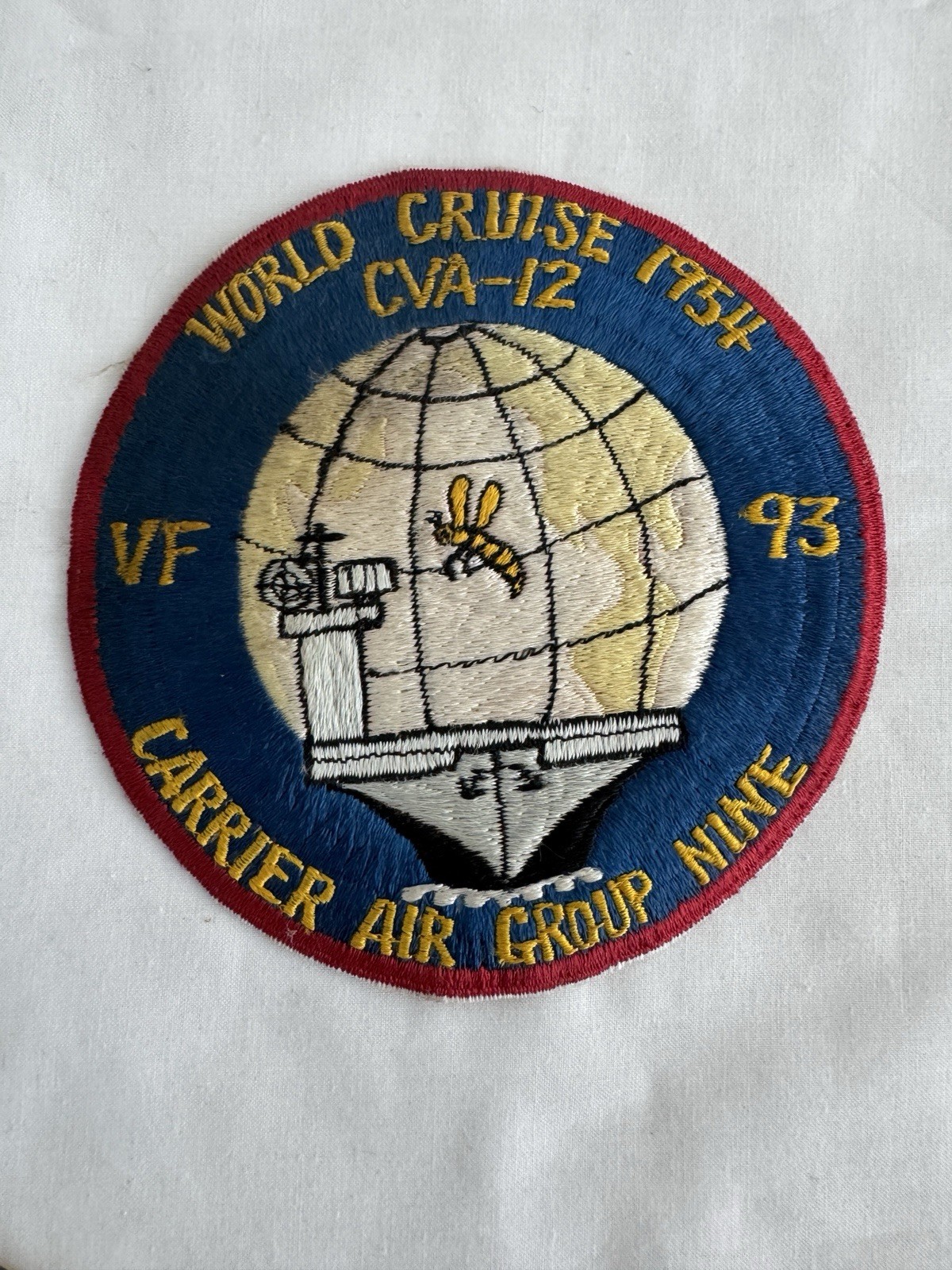 USN Carrier Air Group 9 USS Hornet CVA-12 1954 World Cruise Squadron Patch Rare