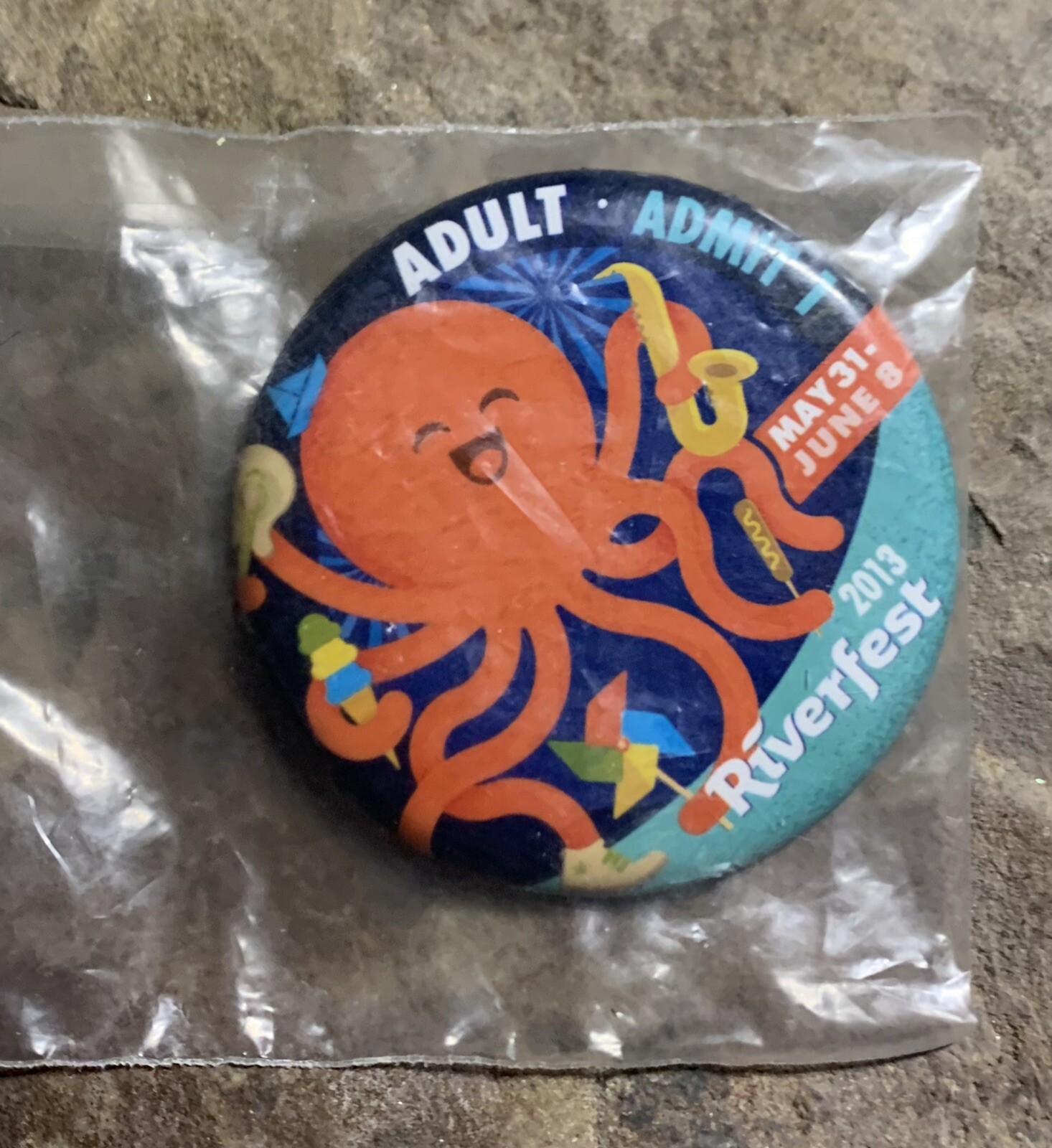 Wichita Riverfest 2013 Button. Okay Condition