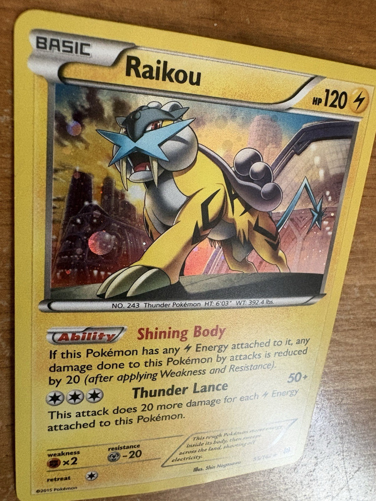 2015 Pokemon TCG Raikou Holo Rare 55/162 XY Breakthrough Cosmos Holo
