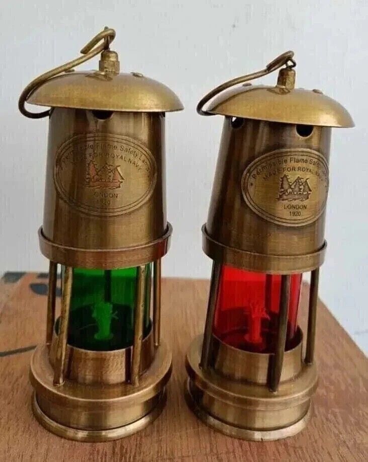 Pcs of 2 Brass Minor Oil Lamp Antique Nautical Ship Lantern Maritime Boat Light