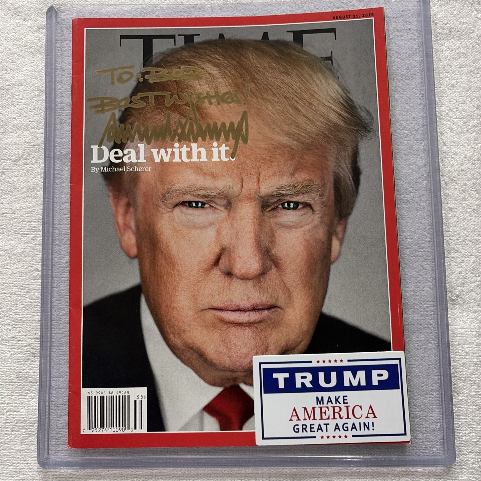 Donald Trump Hand Signed GOLD INK Time Mag. \ Donald Trump Hand Signed GOLD INK Time Mag. \