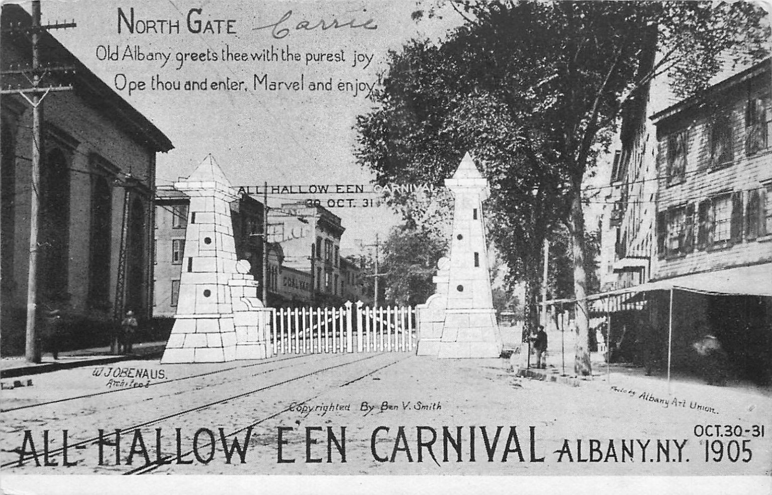1905 Albany NY All Hallow E\'en Carnival North Gate Ben V. Smith Postcard 1905 Albany NY All Hallow E\'en Carnival North Gate Ben V. Smith Postcard