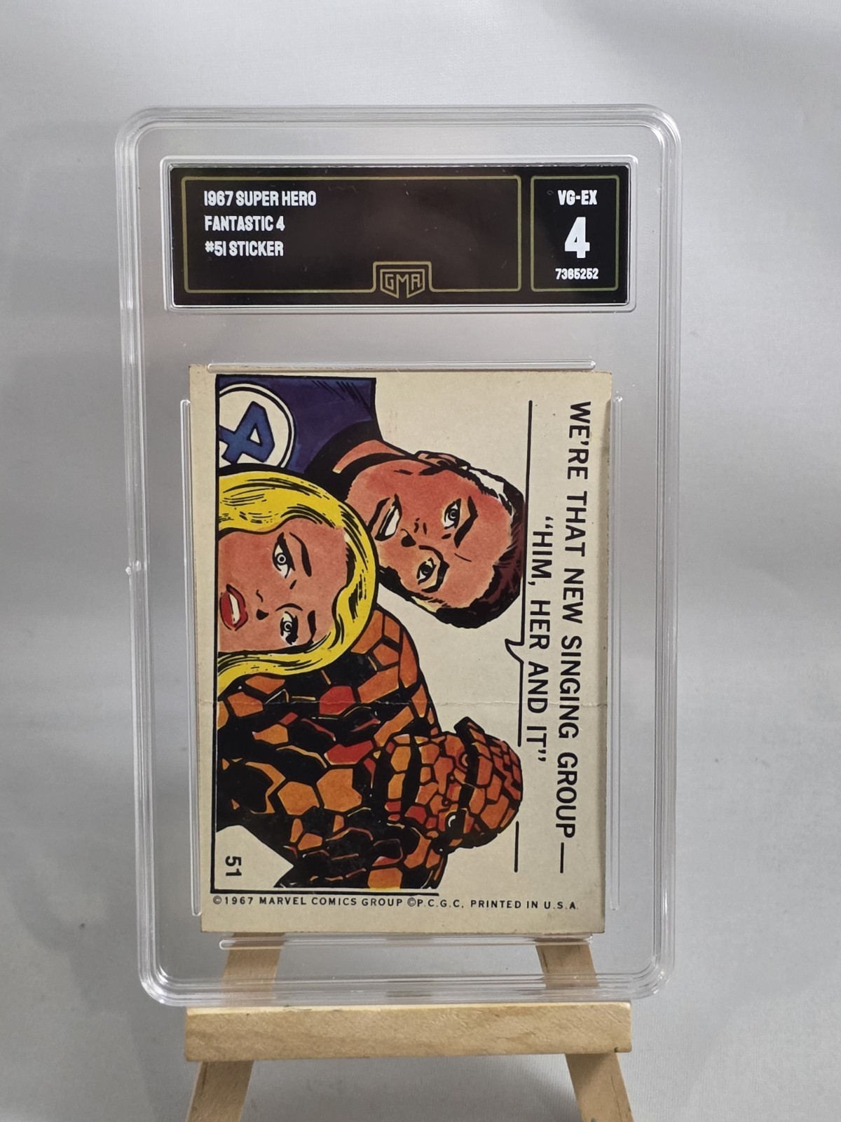 Vintage 1967 Philadelphia Gum Marvel Comic Super Hero Sticker The Thing #51