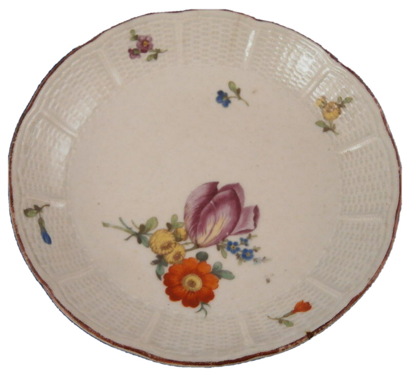 Antique 18thC Ludwigsburg Floral Saucer Porcelain Porzellan Blumen Untertasse #4