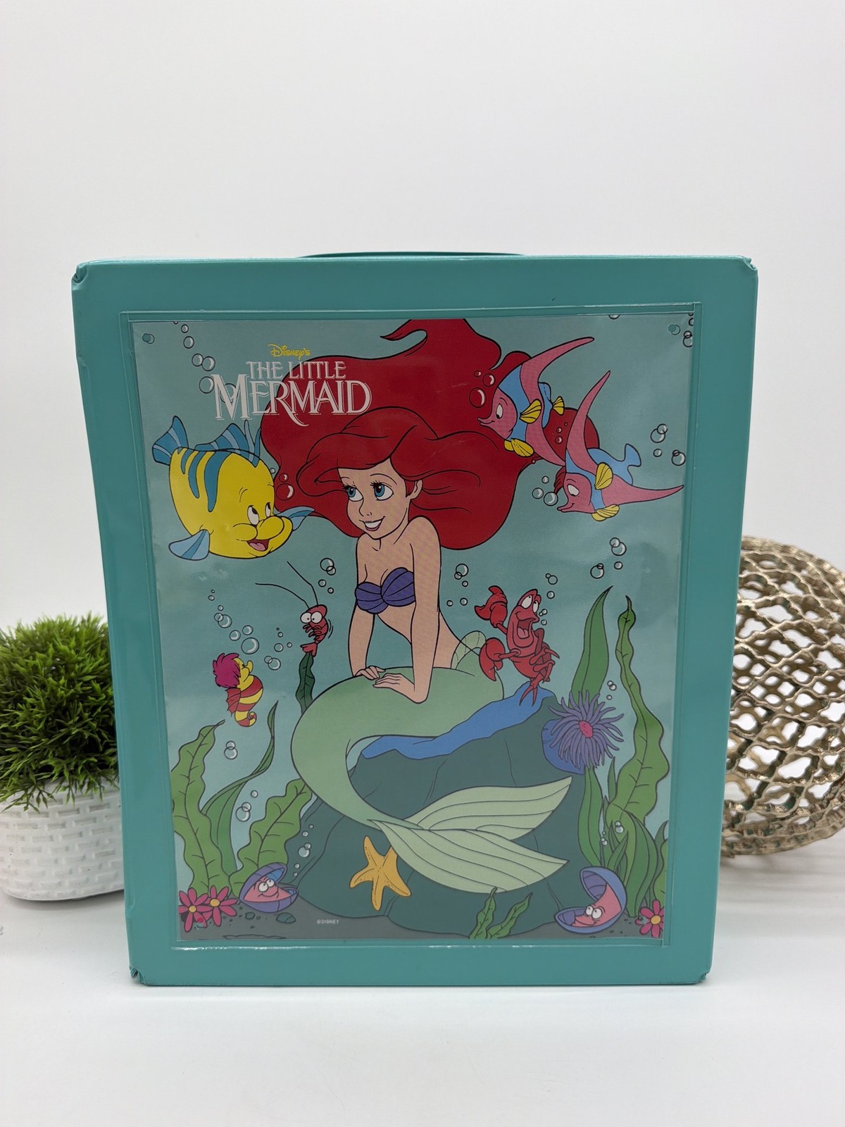 Vintage Disney The Little Mermaid Vinyl Storage Case Teal Ariel Flounder Vintage Disney The Little Mermaid Vinyl Storage Case Teal Ariel Flounder