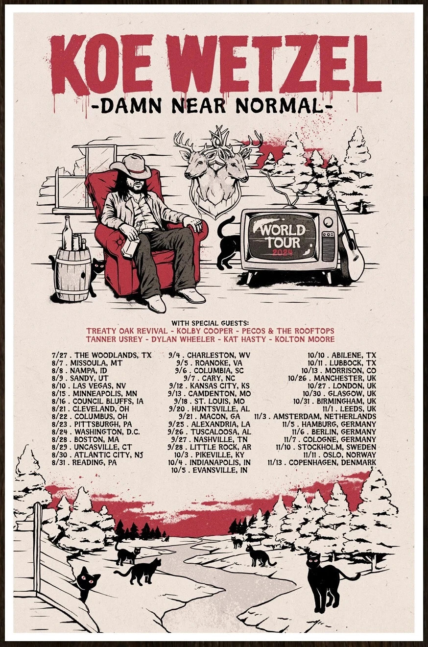 KOE WETZEL Damn Near Normal Tour 2024 POSTER | FRAME & SIZE OPTION