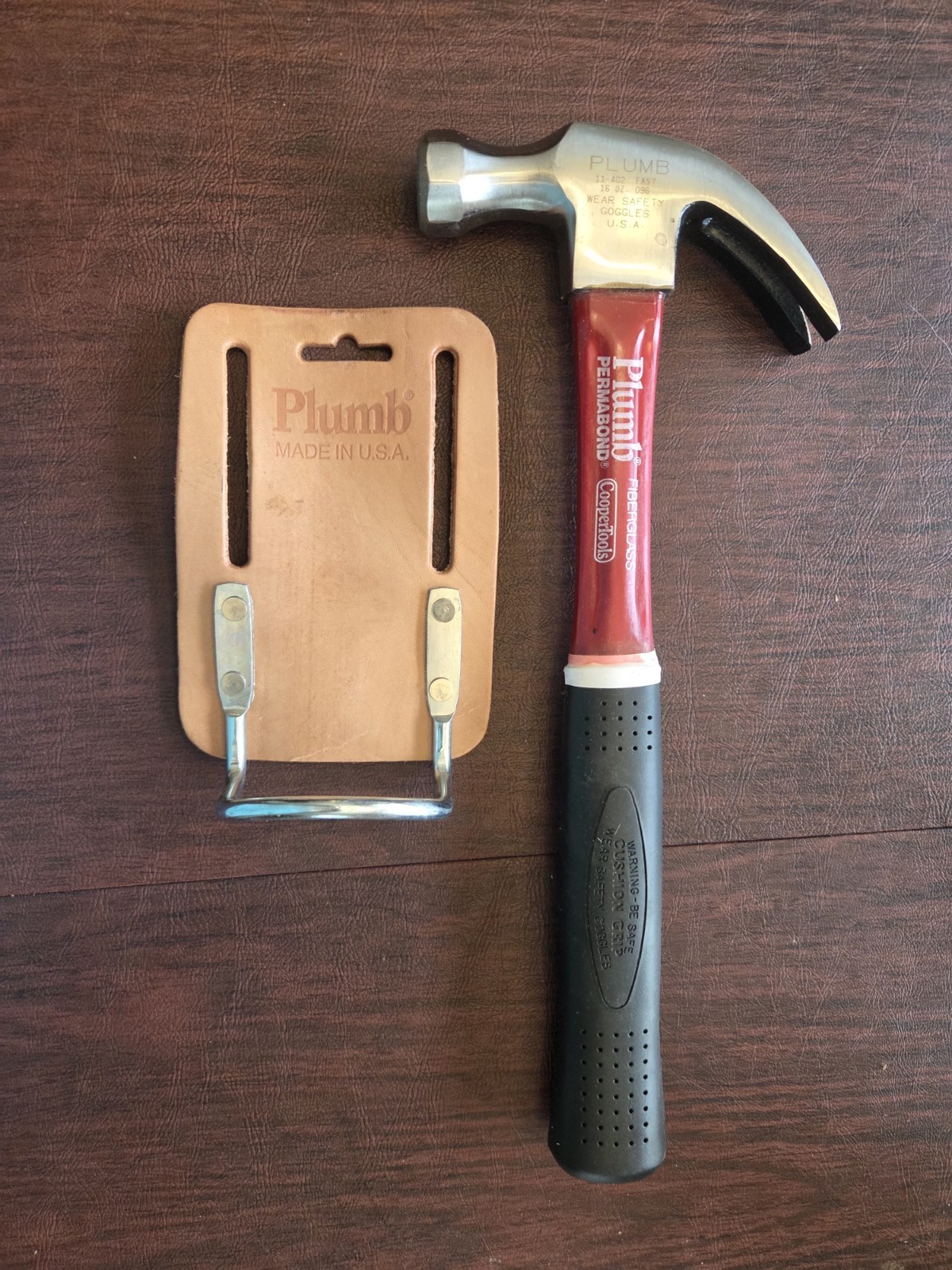 NOS Vintage Plumb 16oz Permabond Carpenter Claw Hammer With Belt Loop Holder 