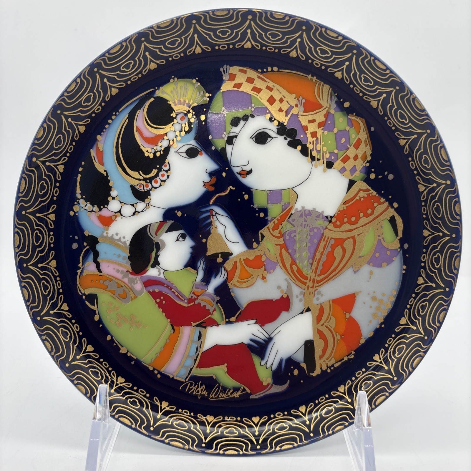 Vtg Rosenthal Studio Linie Bjørn Wiinblad Wall Hanging Collage Plate Navy Orange