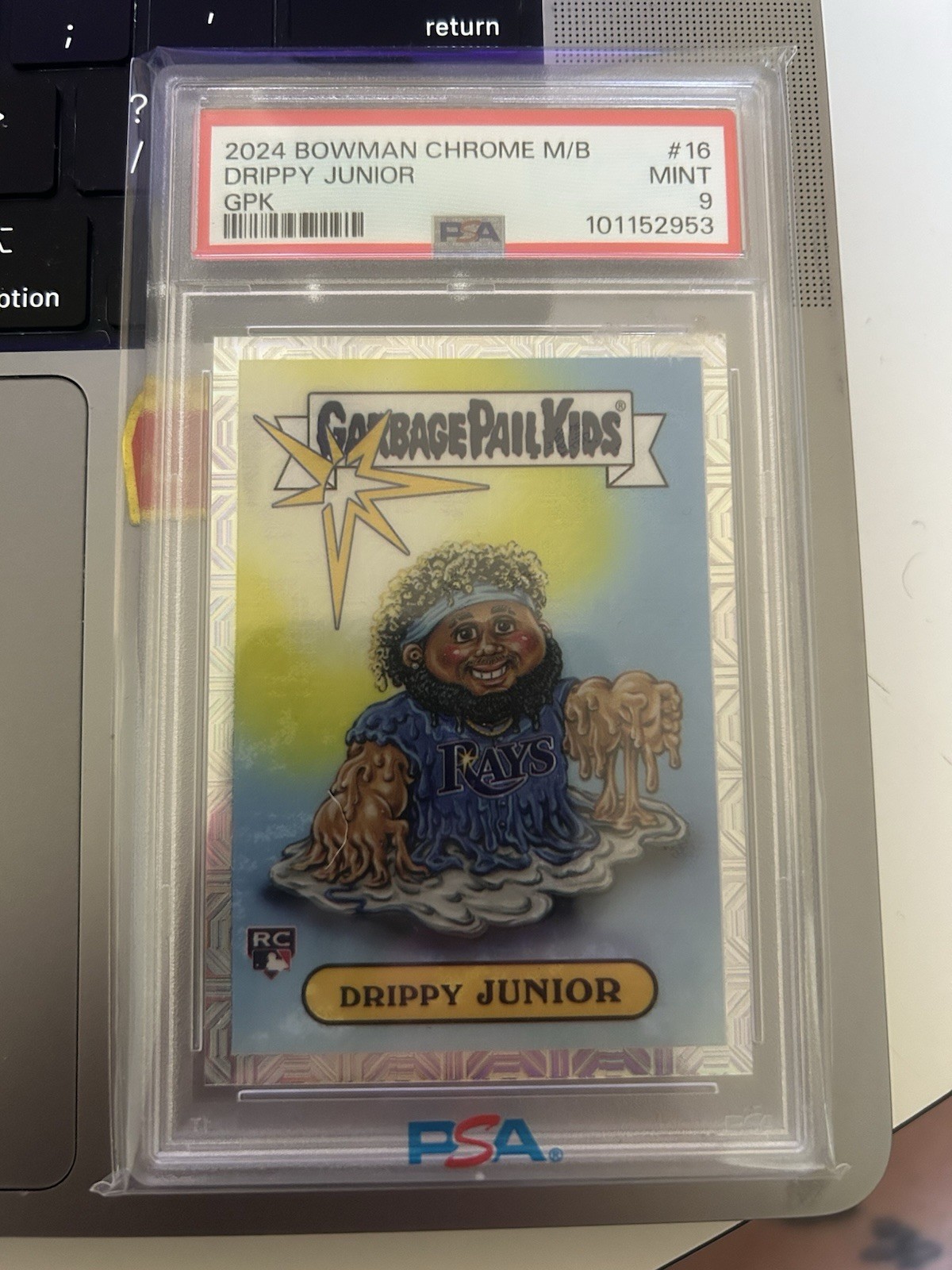 Topps 2024 Bowman Chrome MLB Garbage Pail Kids Drippy Junior #16 Rookie PSA 9