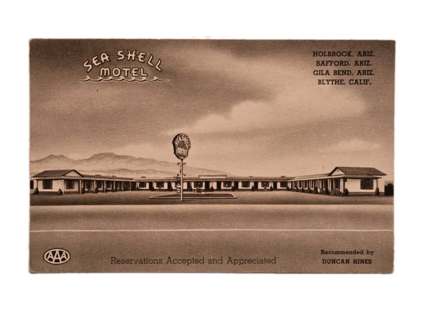 Sea Shell Motel Blythe California Vintage Postcard C.1940