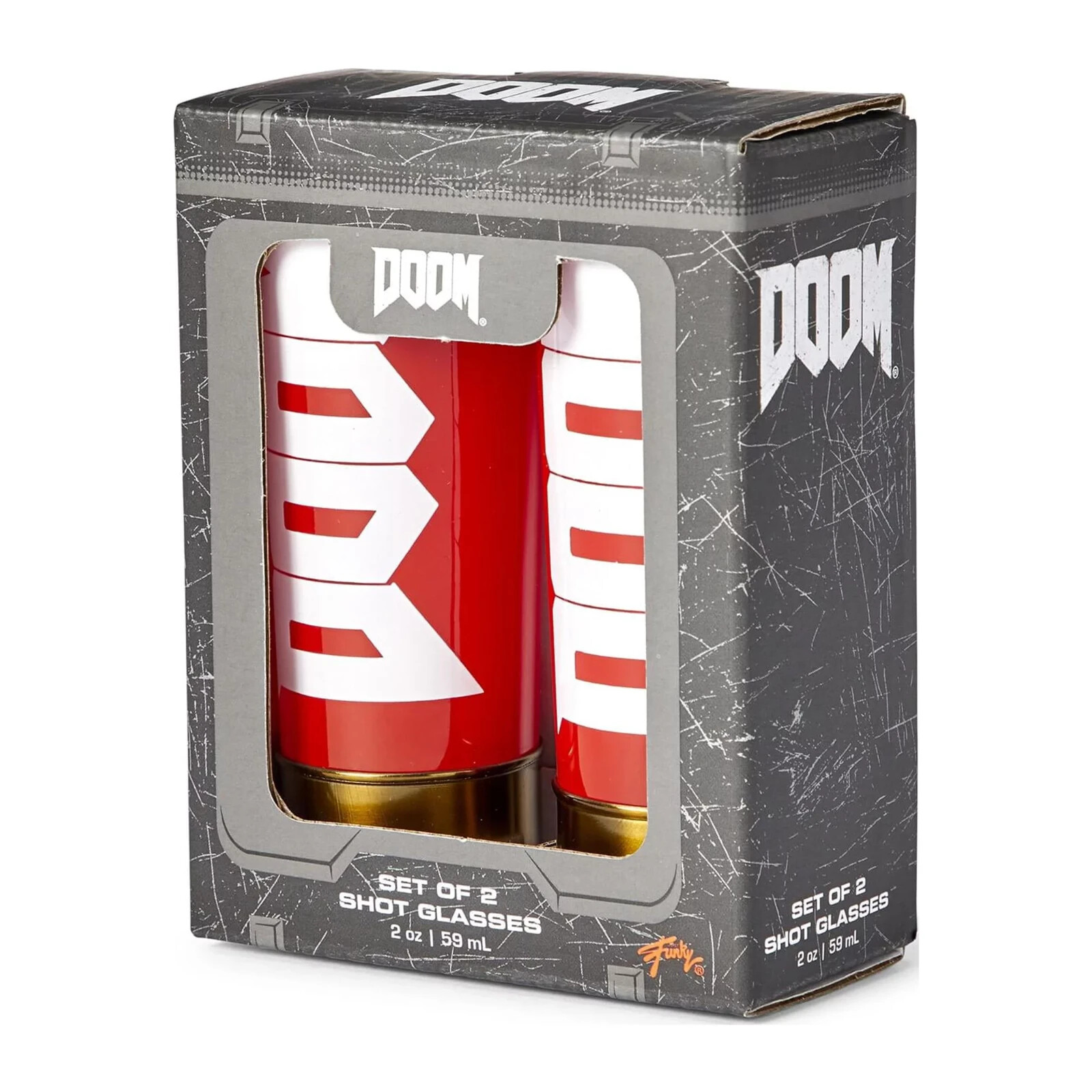 (Set of 2) Doom Shotgun Shell Shot Glasses 2oz by Loot Crate / Just Funky