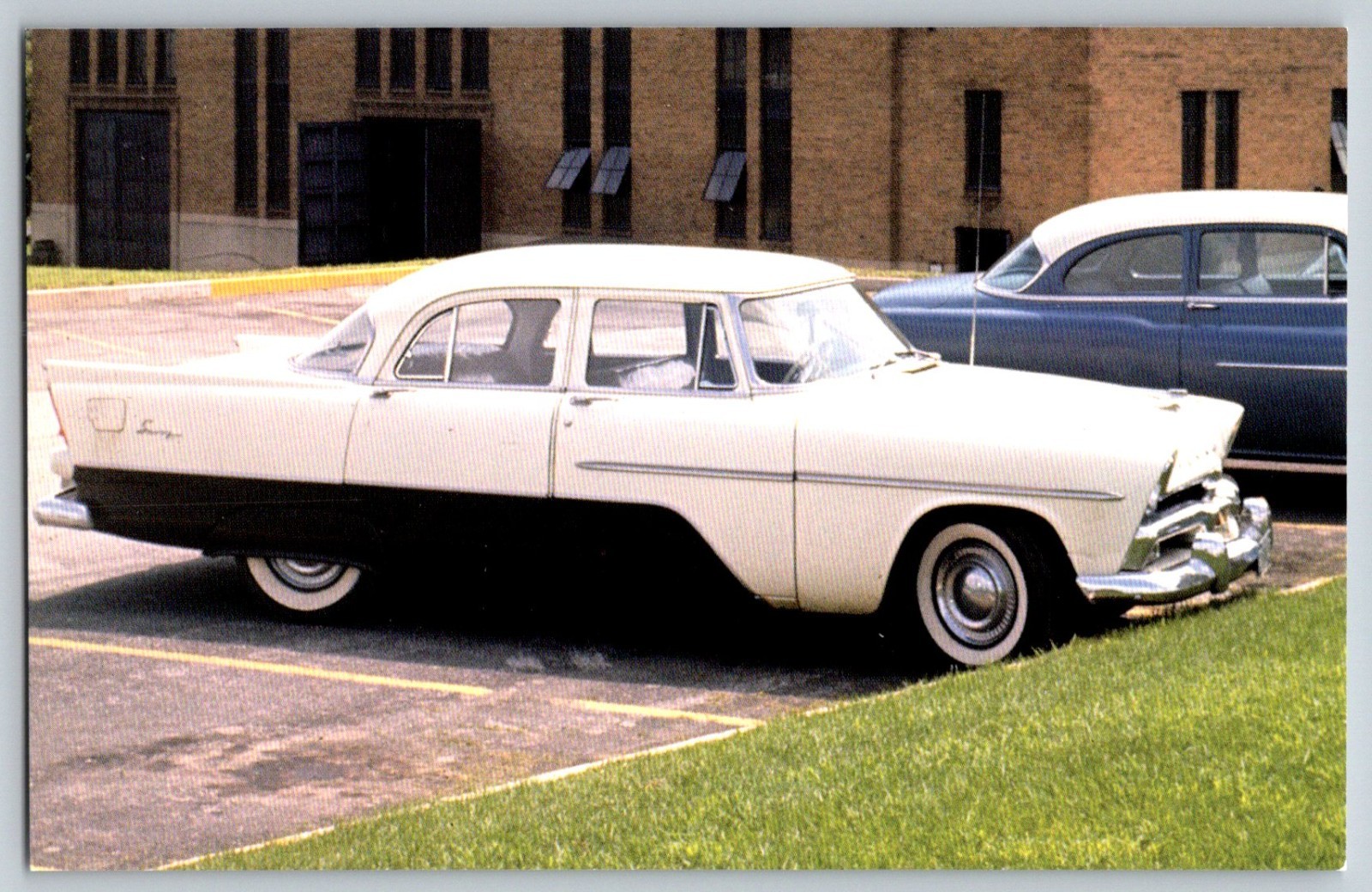 1956 PLYMOUTH SAVOY SEDAN Poscard antique cars