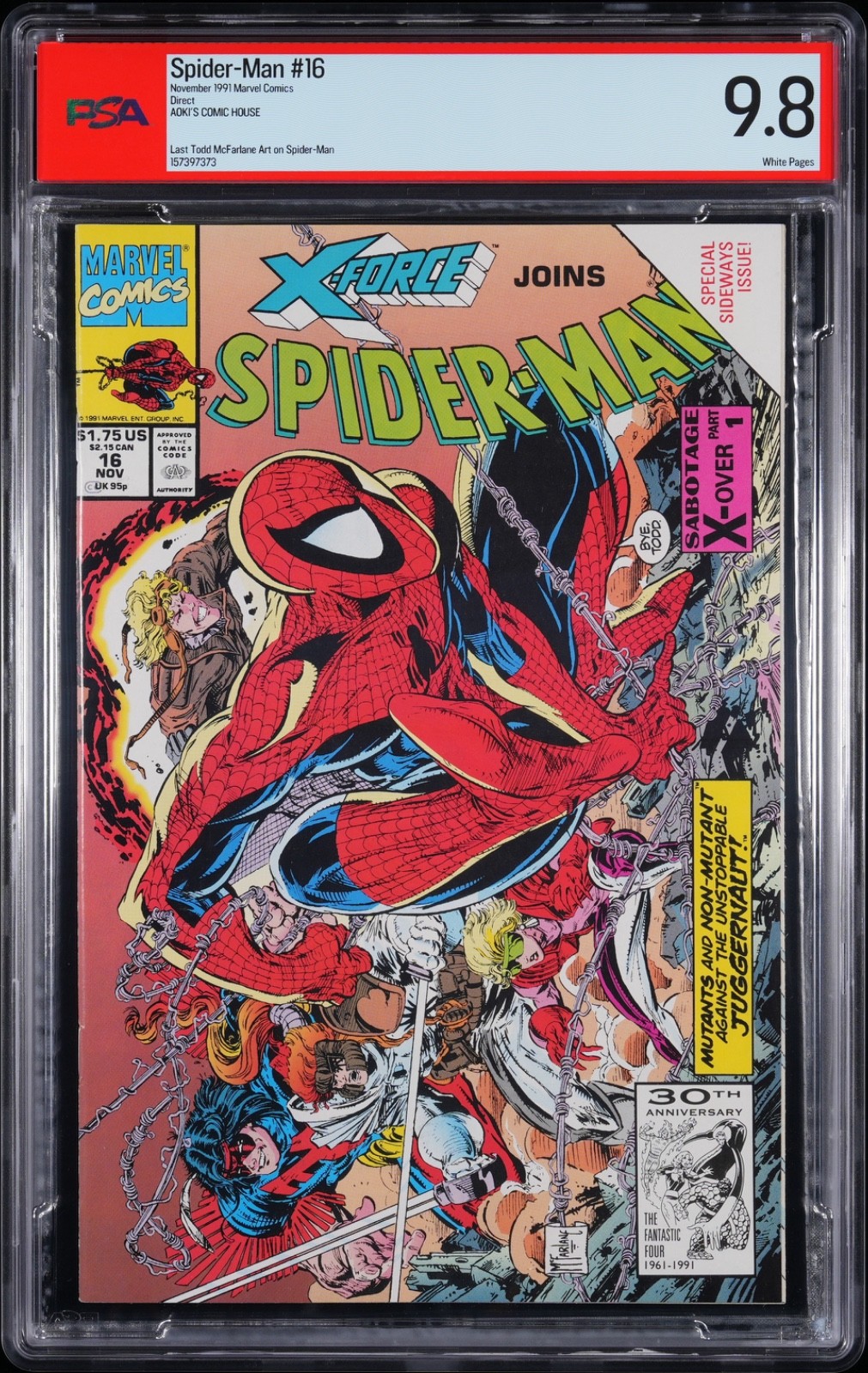 Spider-Man #16 (Nov 1991) PSA 9.8 Last McFarlane Issue (Aoki\'s Comic House) Spider-Man #16 (Nov 1991) PSA 9.8 Last McFarlane Issue (Aoki\'s Comic House)