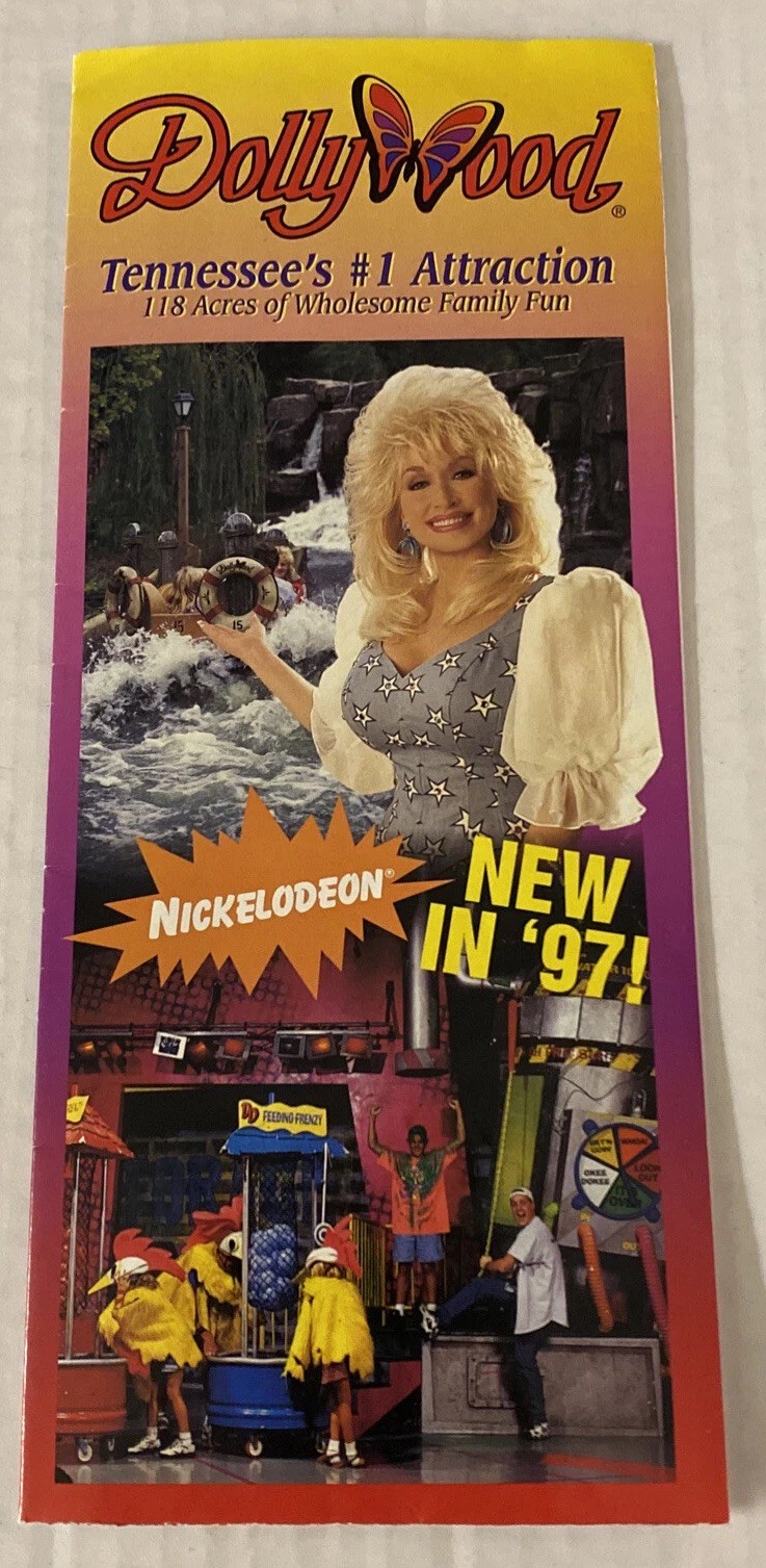 DollyWood Dolly Parton 1990s Amusement Pk Brochure Calendar Poster Schedule Wood