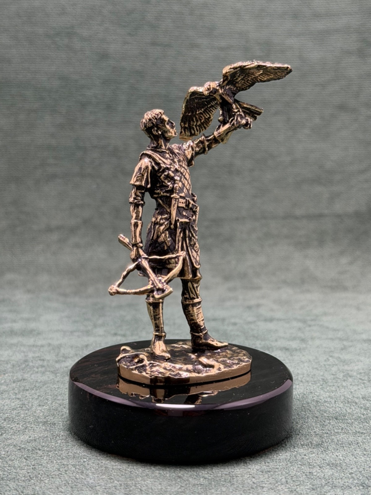 Art Deco Norman Knight with Falcon Figurine Cast Bronze Statuette Sculpture