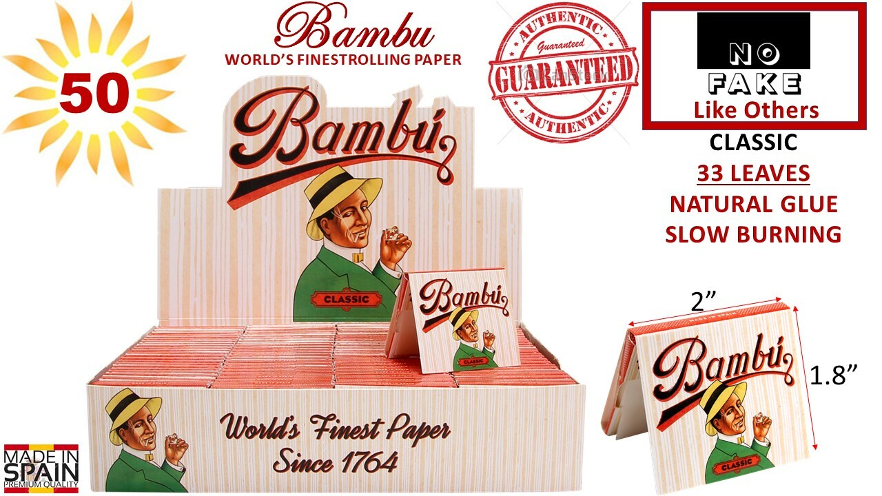 Authentic Bambu CLASSIC Regular (Small) Rolling Paper 33 Leaves 50 Booklet Spain Authentic Bambu CLASSIC Regular (Small) Rolling Paper 33 Leaves 50 Booklet Spain