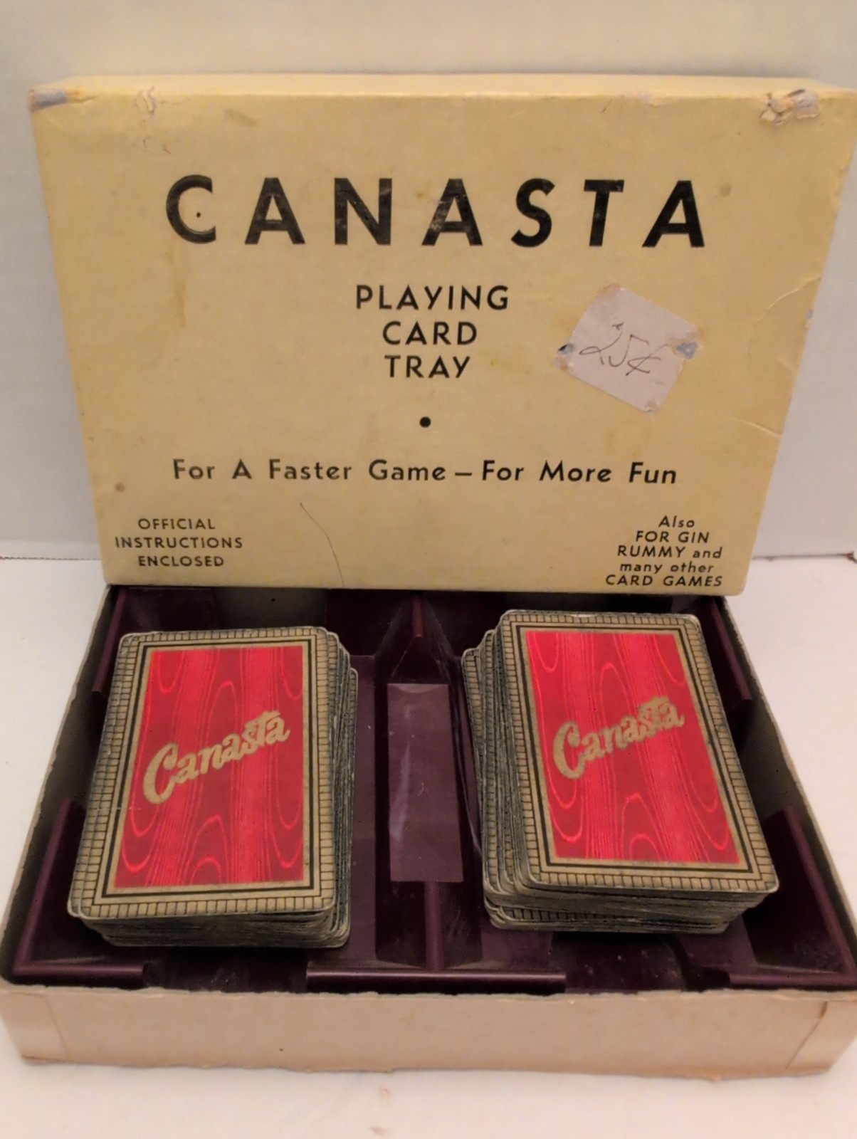 1950\'s Dubonnet Canasta Playing Card Tray, Instructions, ScorePad & 2 Full Decks
