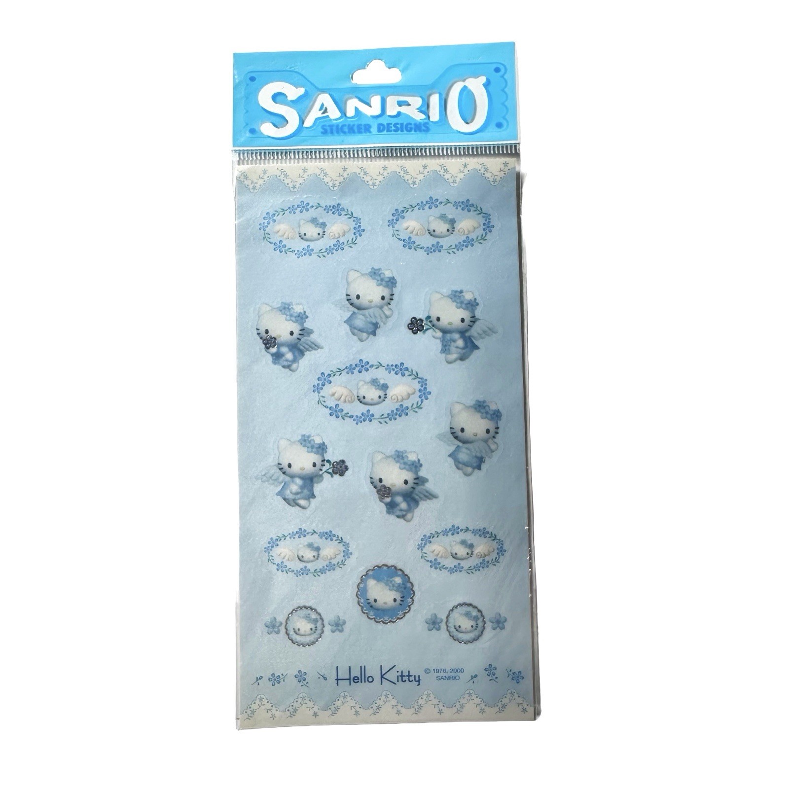 Vintage Sanrio Sticker Designs Hello Kitty Blue Angel 2000 Y2K Smiles Satin New Vintage Sanrio Sticker Designs Hello Kitty Blue Angel 2000 Y2K Smiles Satin New