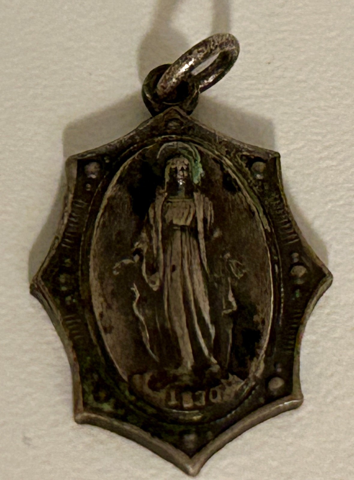 Vintage 1830 HMH Religous Mary Mother of Jesus Silver Charm