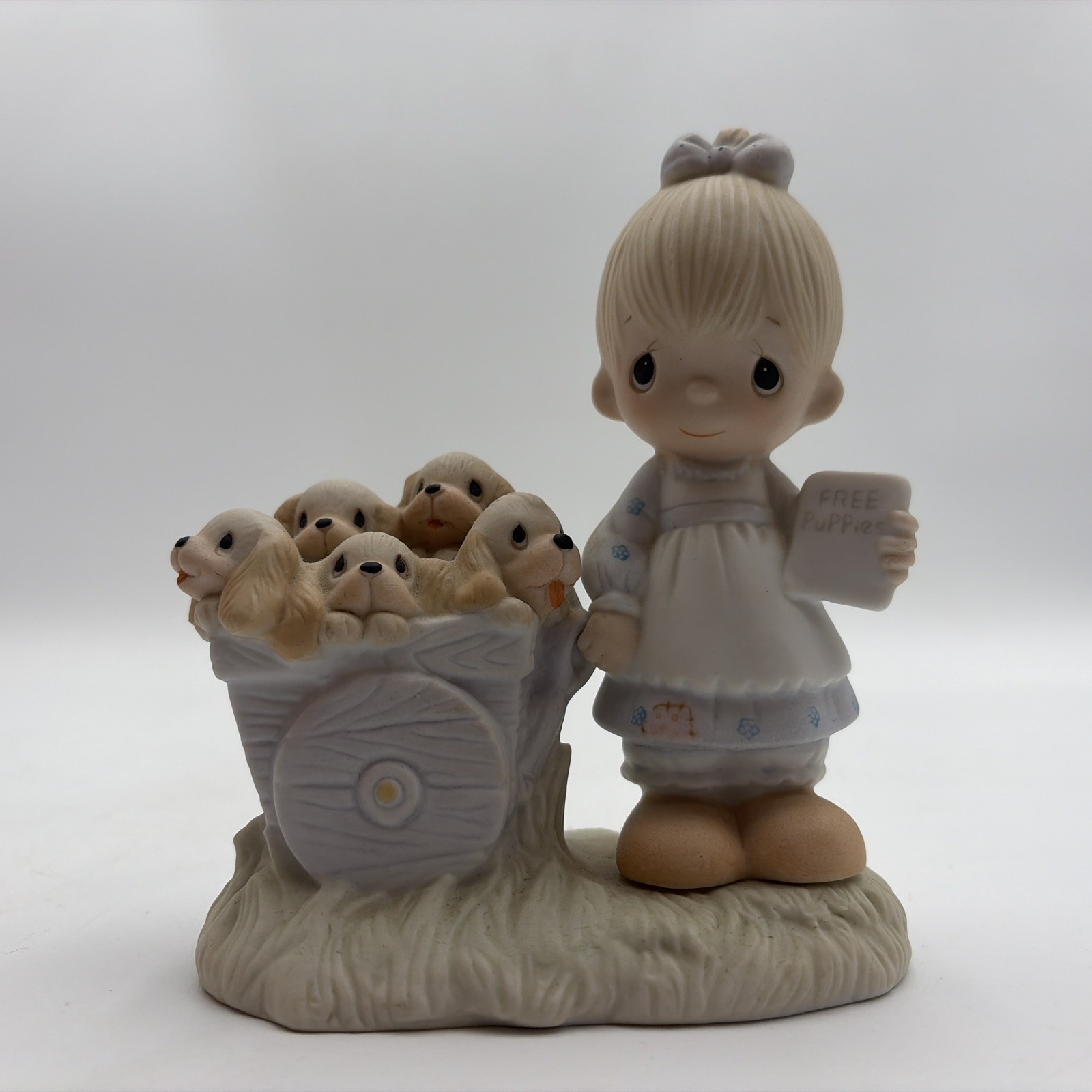 1977 Precious Moments God Loveth a Cheerful Giver Free Puppies Rare Retired