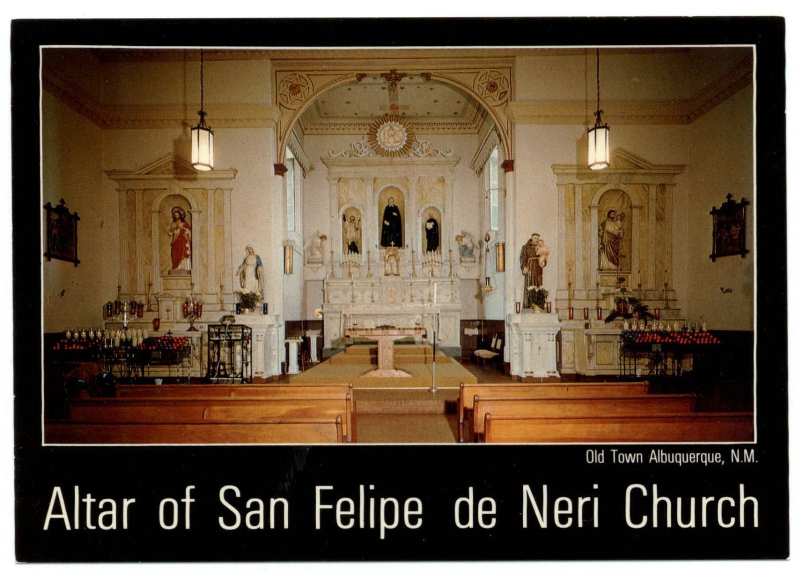 Albuquerque New Mexico Old Town Altar San Felipe de Neri Church postcard sku815 Albuquerque New Mexico Old Town Altar San Felipe de Neri Church postcard sku815