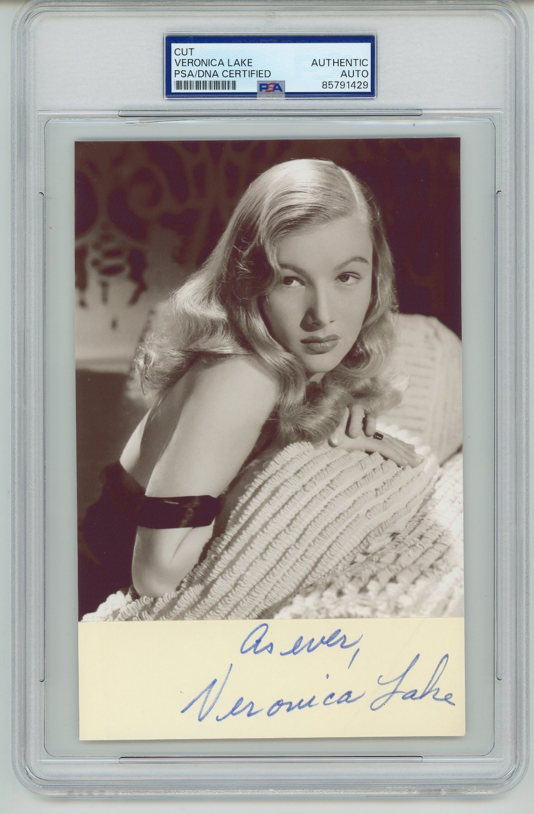 Veronica Lake ~ Signed Autographed Authentic Signature ~ PSA DNA Encased