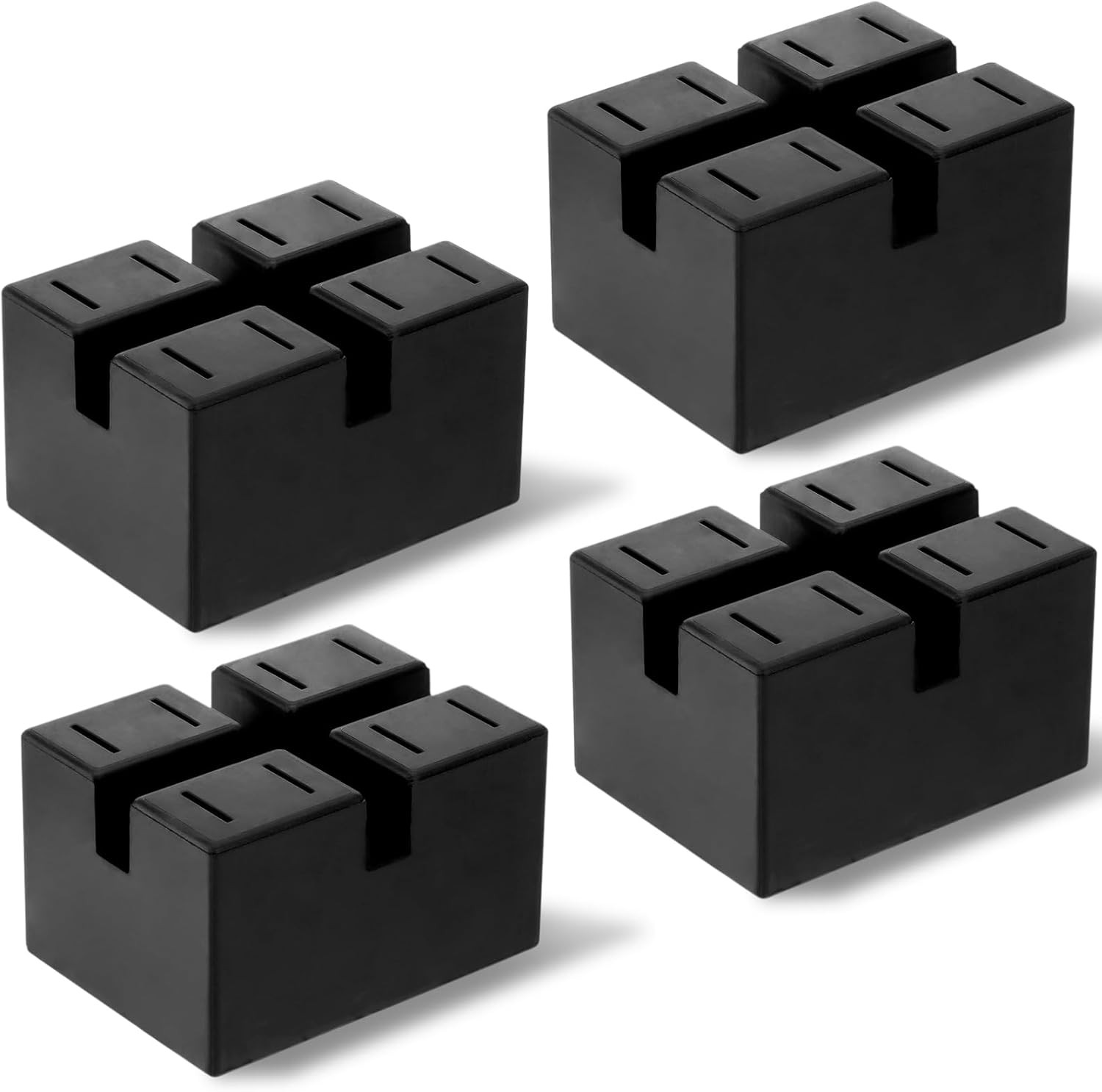 4 Pack Pinch-Weld Blocks, Solid Rubber Auto Lift Jack Stand Pad, Weld Frame Guid