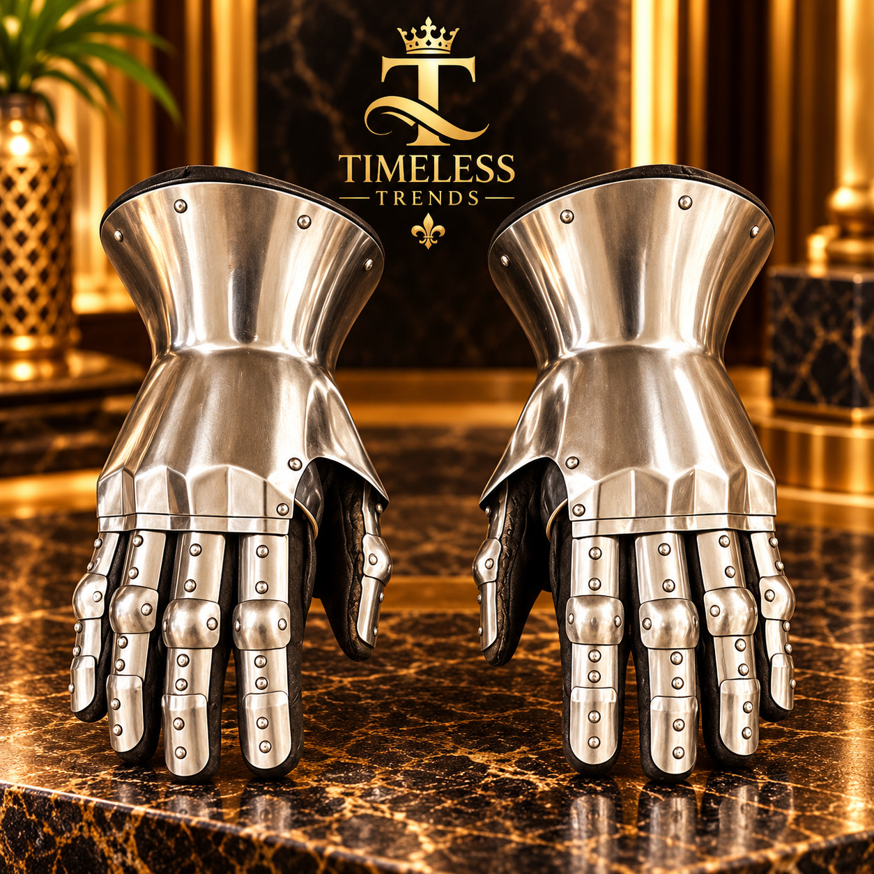 Medieval Knight Articulated Steel Gauntlets Pair Wearable Gothic Armor Gloves