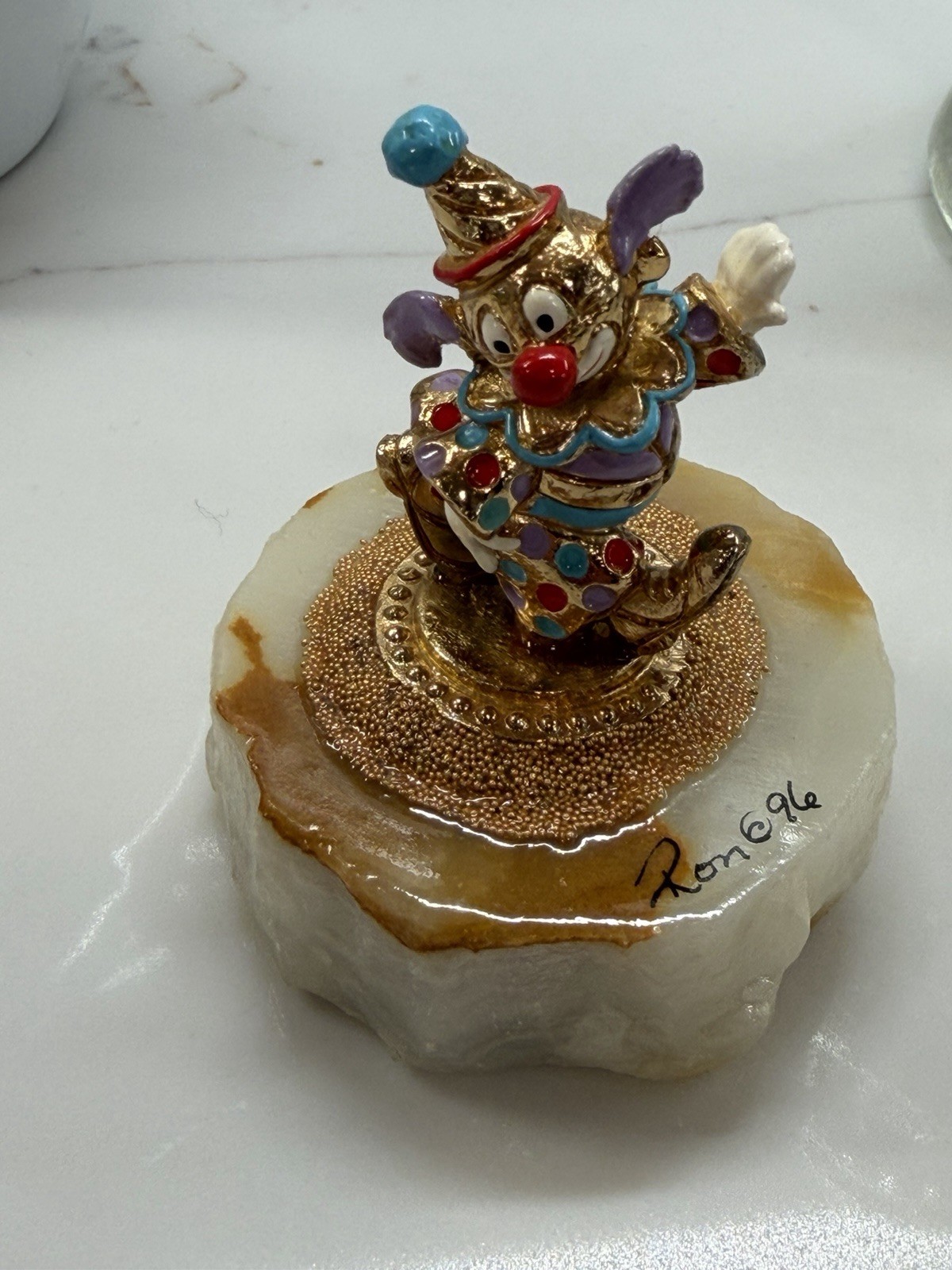 VTG Ron Lee Clown “High -Five”L-339 Signed Figurine.Low # 41/2500. Onyx 24K
