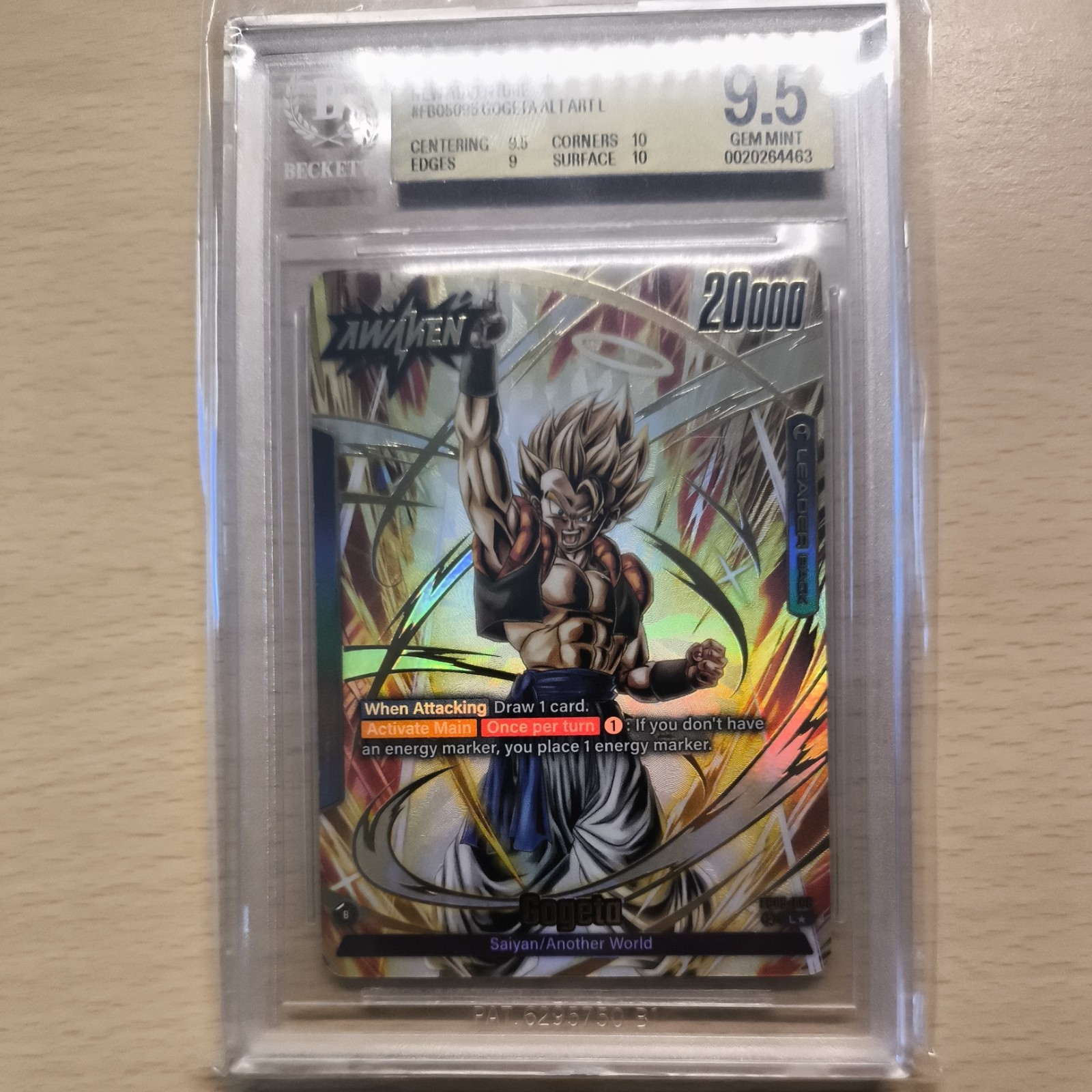 BGS 9.5 Gogeta FB05-096 Dragon Ball Fusion World Leader Alt Art