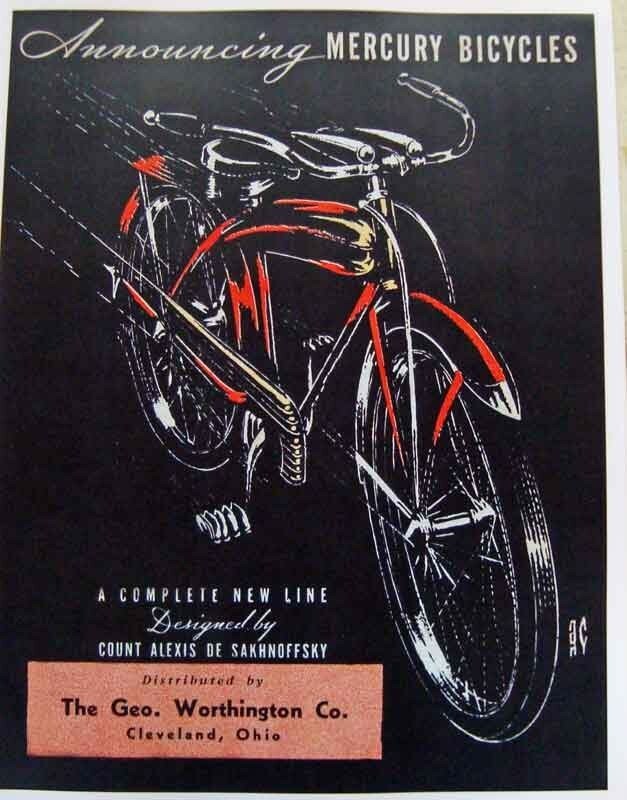 classic bicycle 1937 Mercury catalog of antique bikes including the POD BIKE