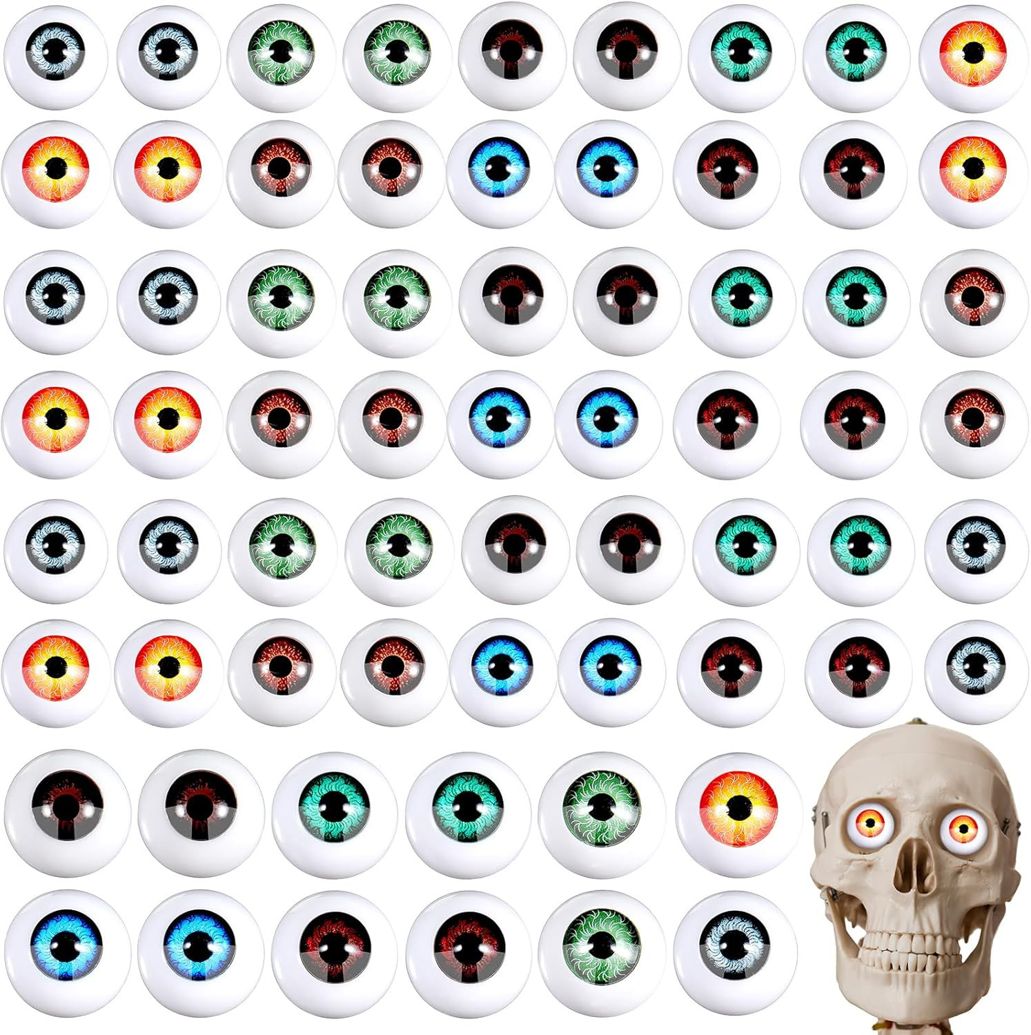 64 Pcs Halloween Eye Balls 22 Mm 0.87 Inch Realistic Fake Eyes Doll Horror Plast