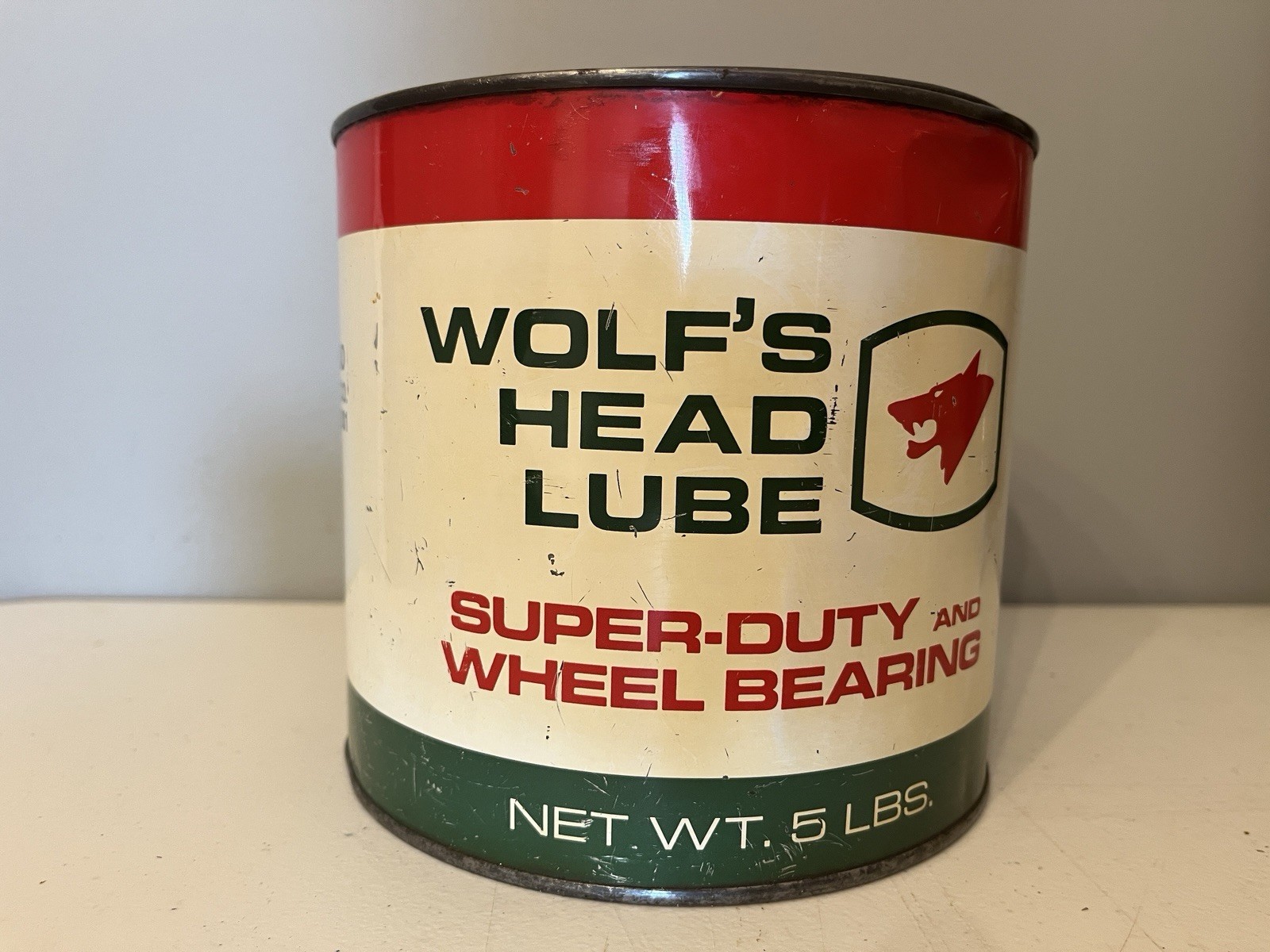 Vintage Wolf’s Head 5lb Grease Can